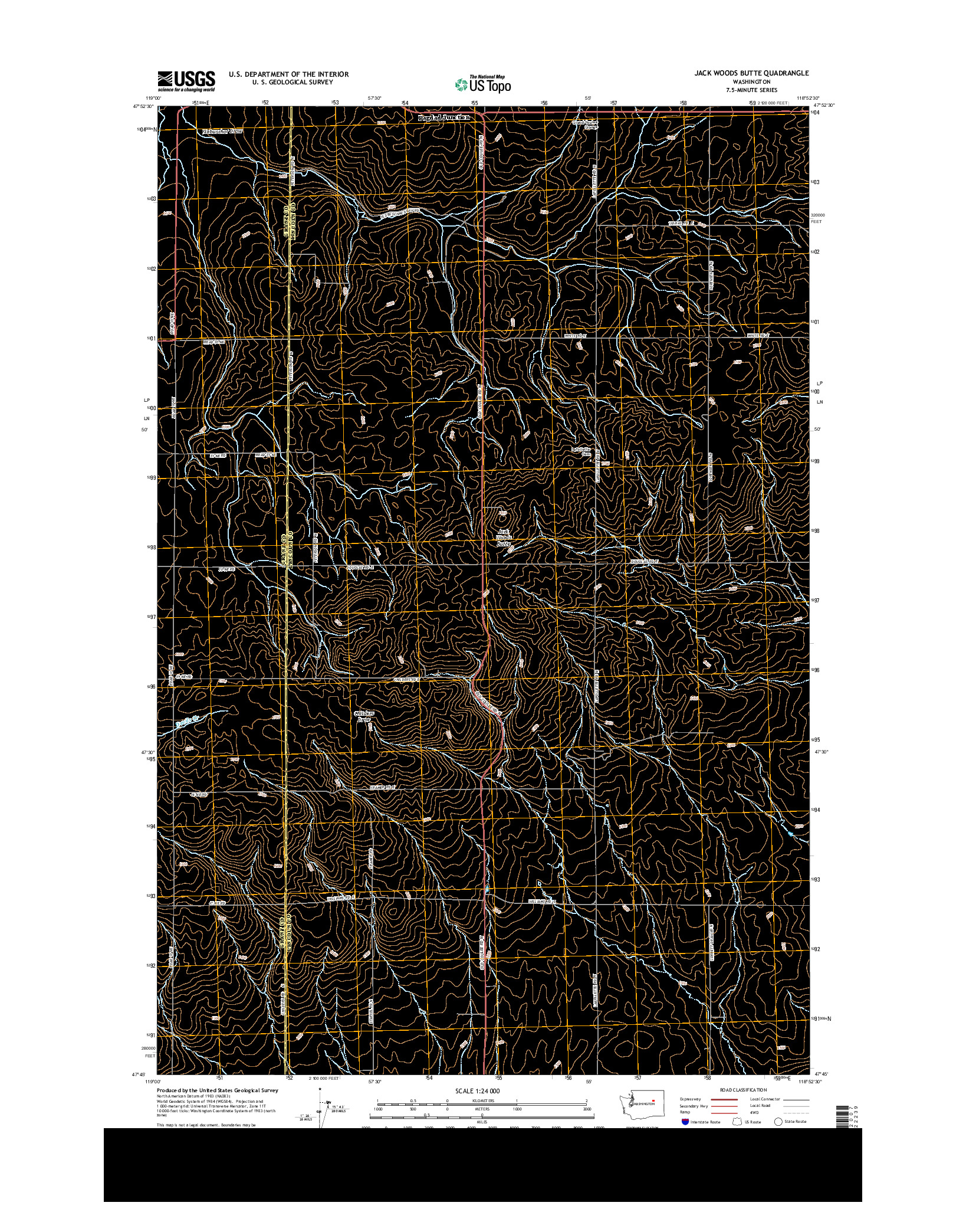 USGS US TOPO 7.5-MINUTE MAP FOR JACK WOODS BUTTE, WA 2013