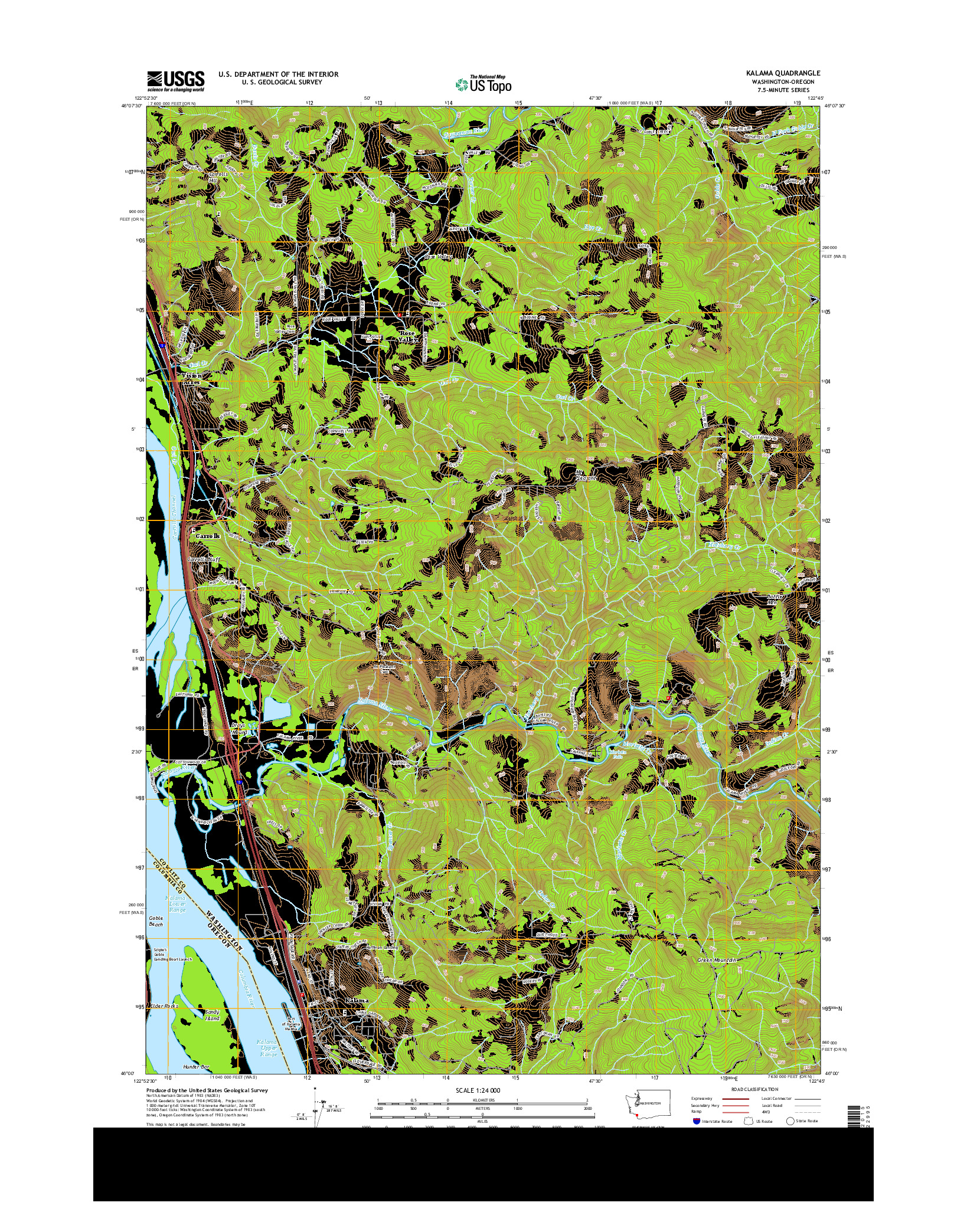 USGS US TOPO 7.5-MINUTE MAP FOR KALAMA, WA-OR 2013