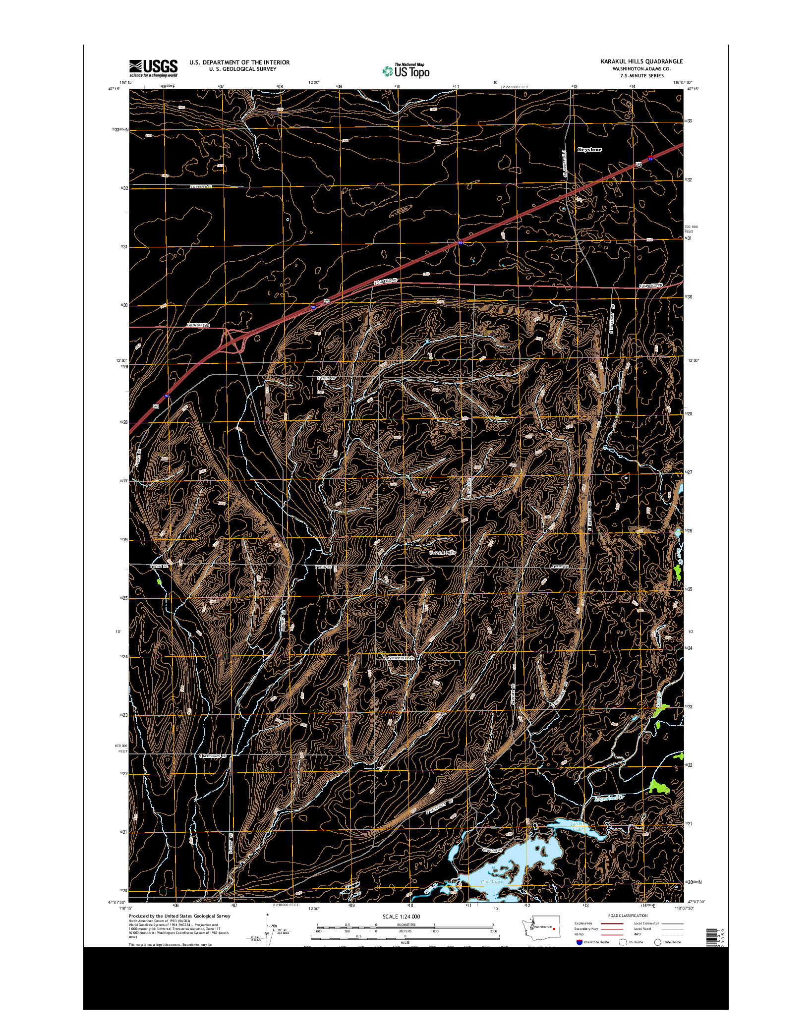 USGS US TOPO 7.5-MINUTE MAP FOR KARAKUL HILLS, WA 2013