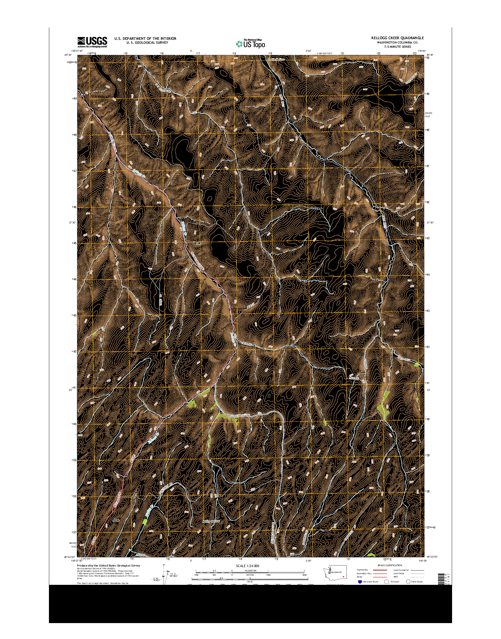 USGS US TOPO 7.5-MINUTE MAP FOR KELLOGG CREEK, WA 2013