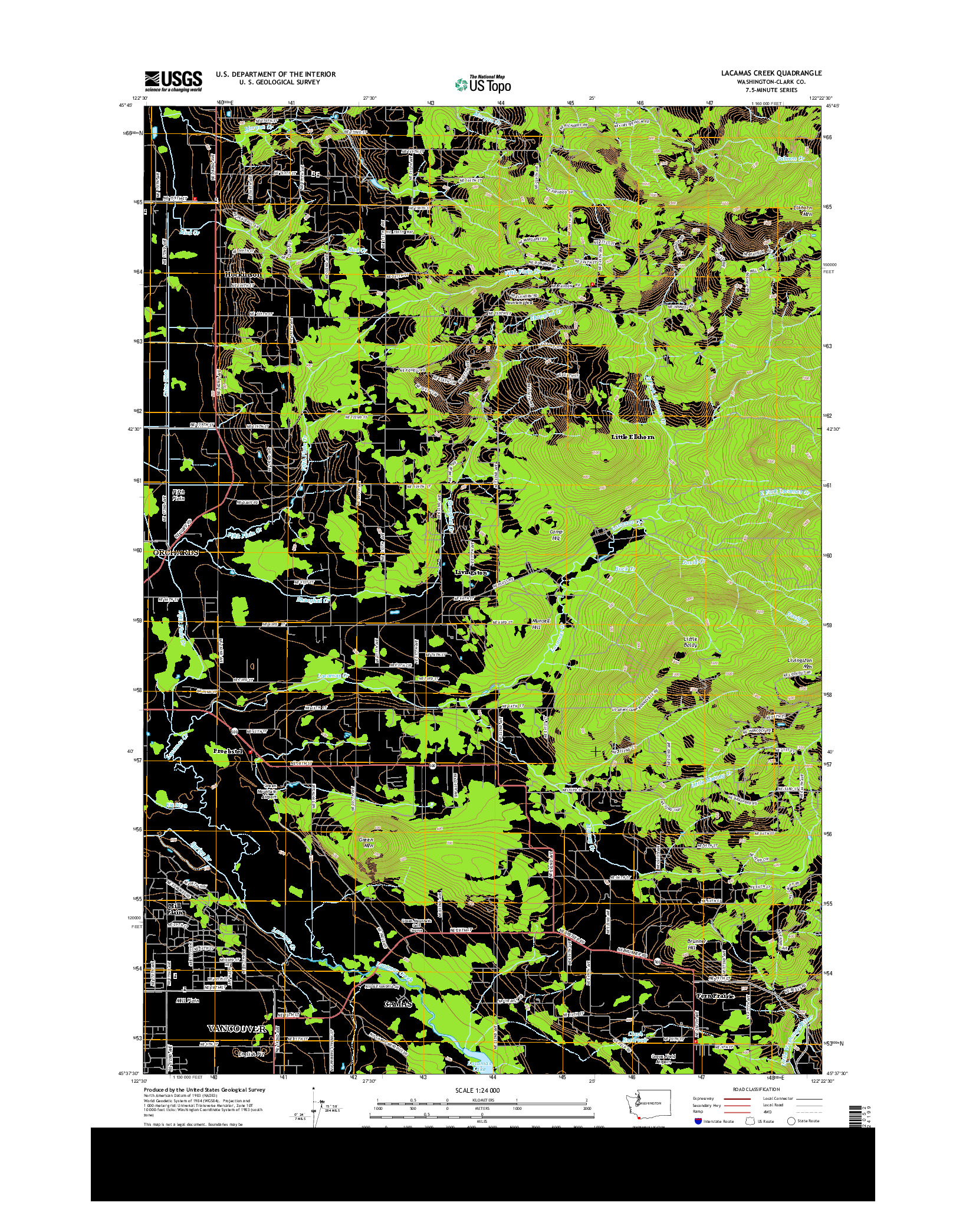 USGS US TOPO 7.5-MINUTE MAP FOR LACAMAS CREEK, WA 2013