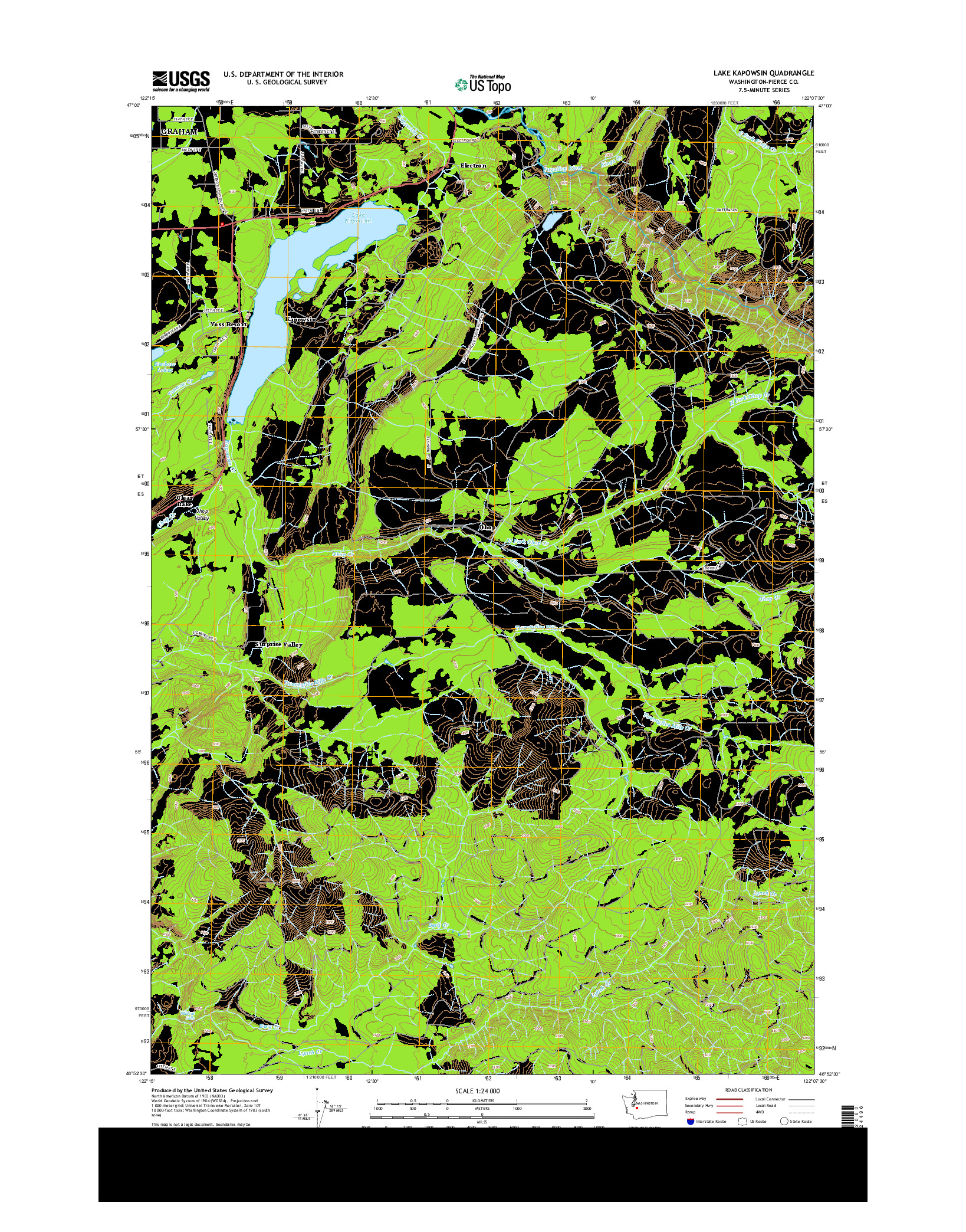 USGS US TOPO 7.5-MINUTE MAP FOR LAKE KAPOWSIN, WA 2013