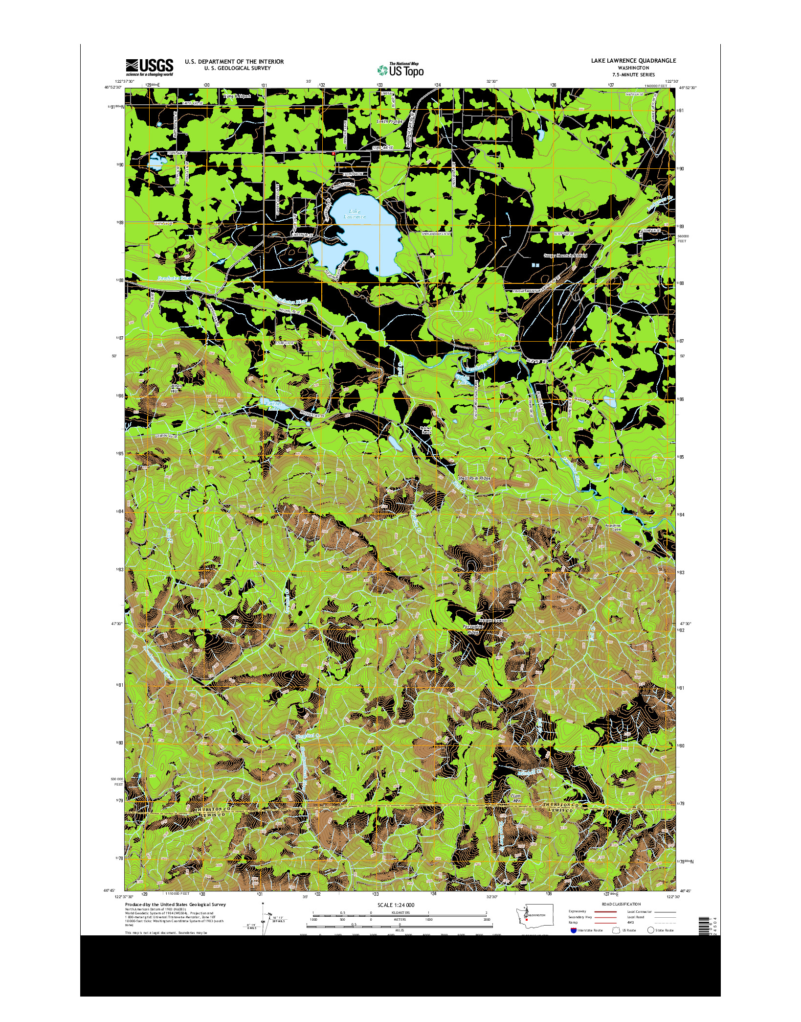 USGS US TOPO 7.5-MINUTE MAP FOR LAKE LAWRENCE, WA 2013