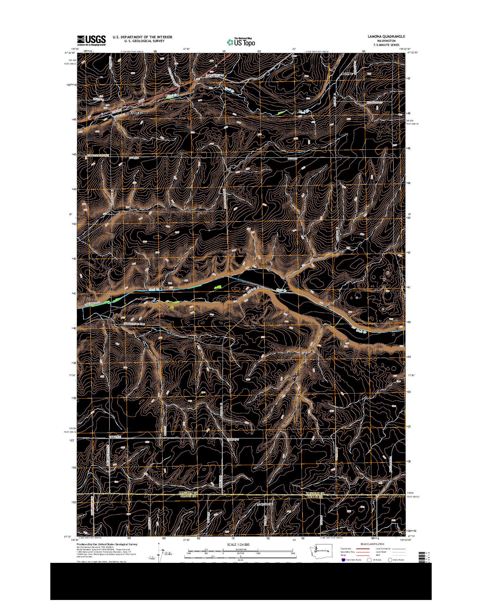 USGS US TOPO 7.5-MINUTE MAP FOR LAMONA, WA 2013