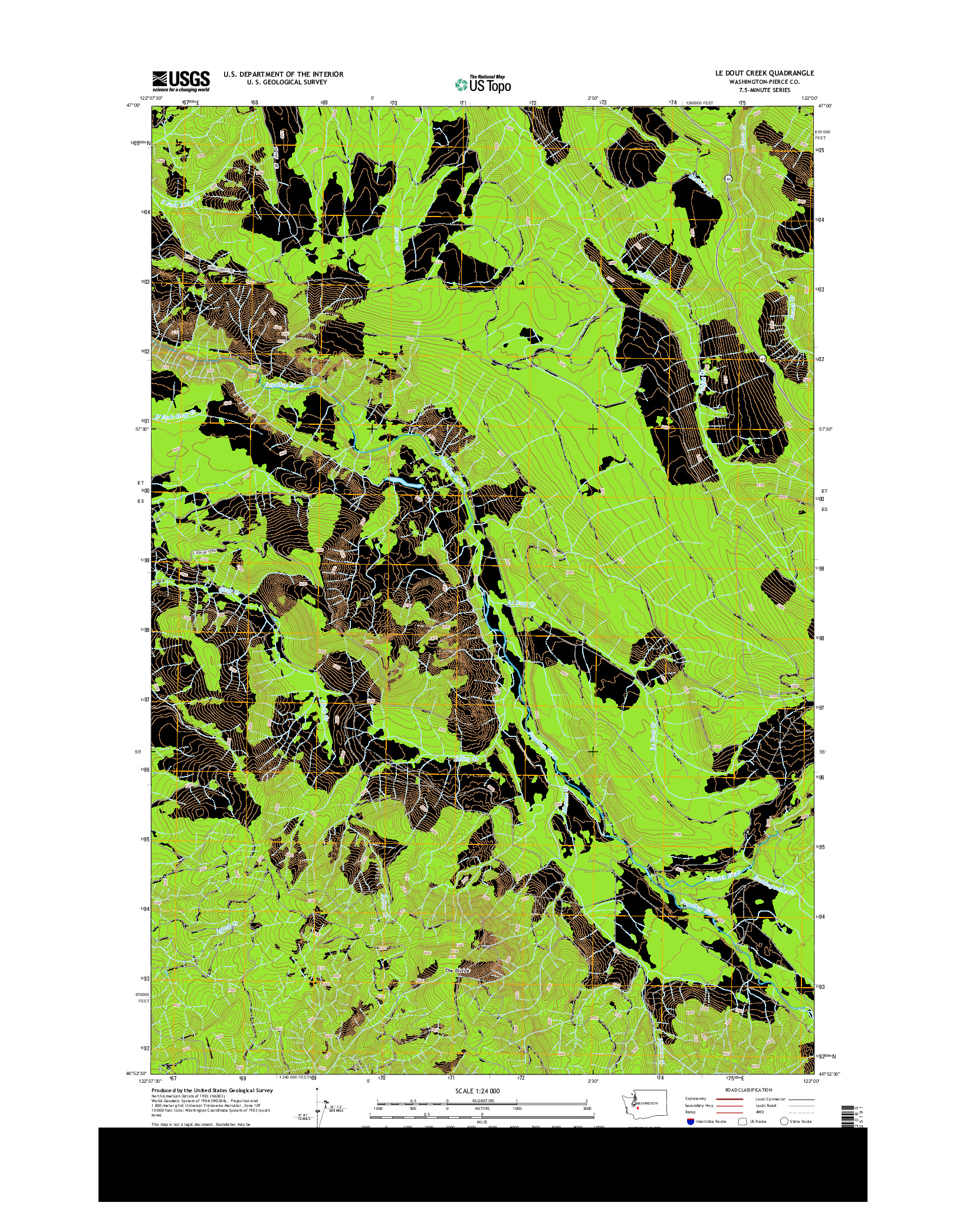 USGS US TOPO 7.5-MINUTE MAP FOR LE DOUT CREEK, WA 2013