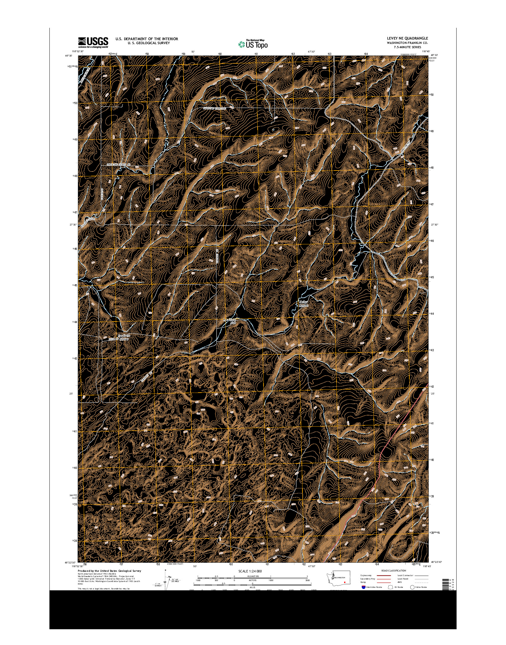 USGS US TOPO 7.5-MINUTE MAP FOR LEVEY NE, WA 2013