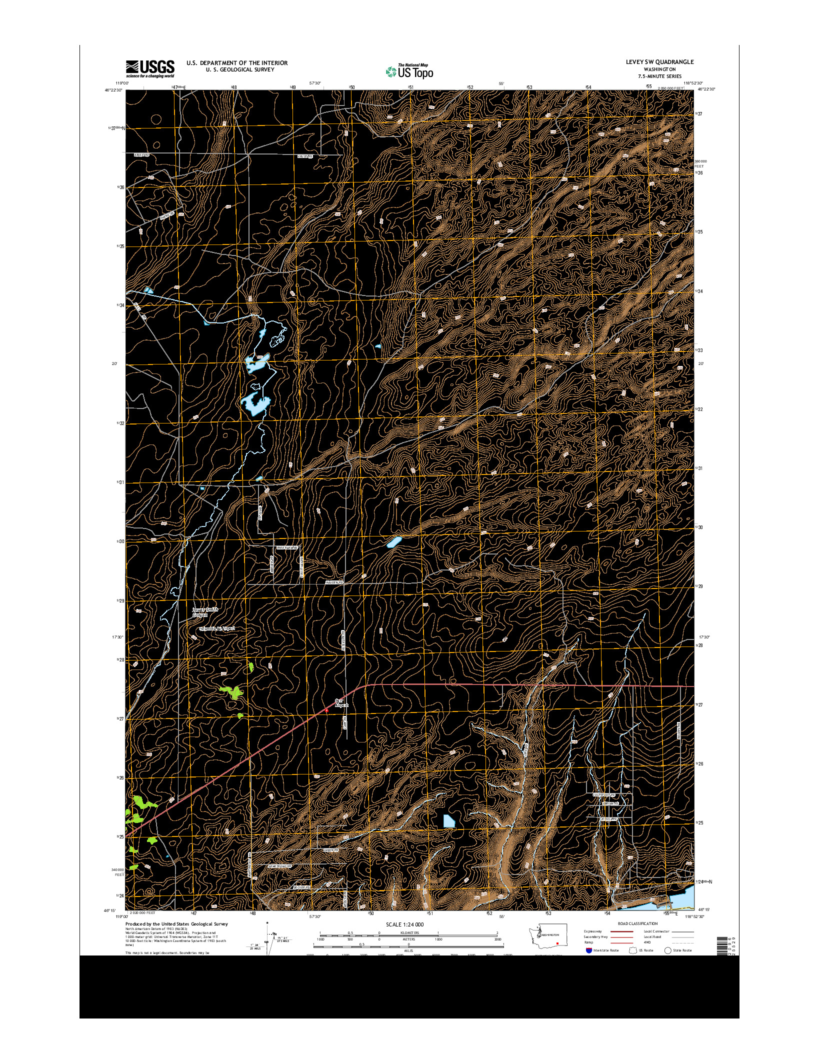 USGS US TOPO 7.5-MINUTE MAP FOR LEVEY SW, WA 2013