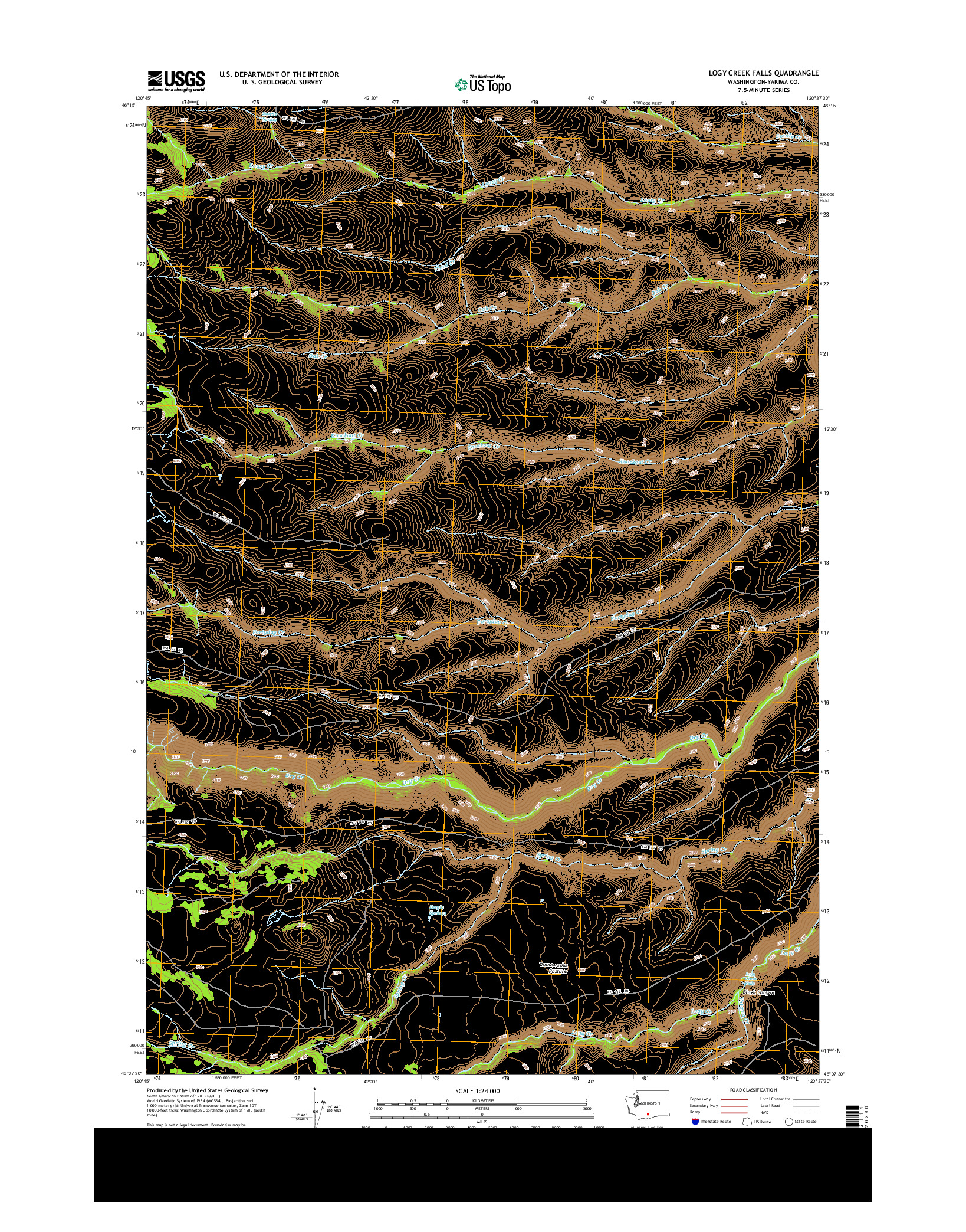 USGS US TOPO 7.5-MINUTE MAP FOR LOGY CREEK FALLS, WA 2013