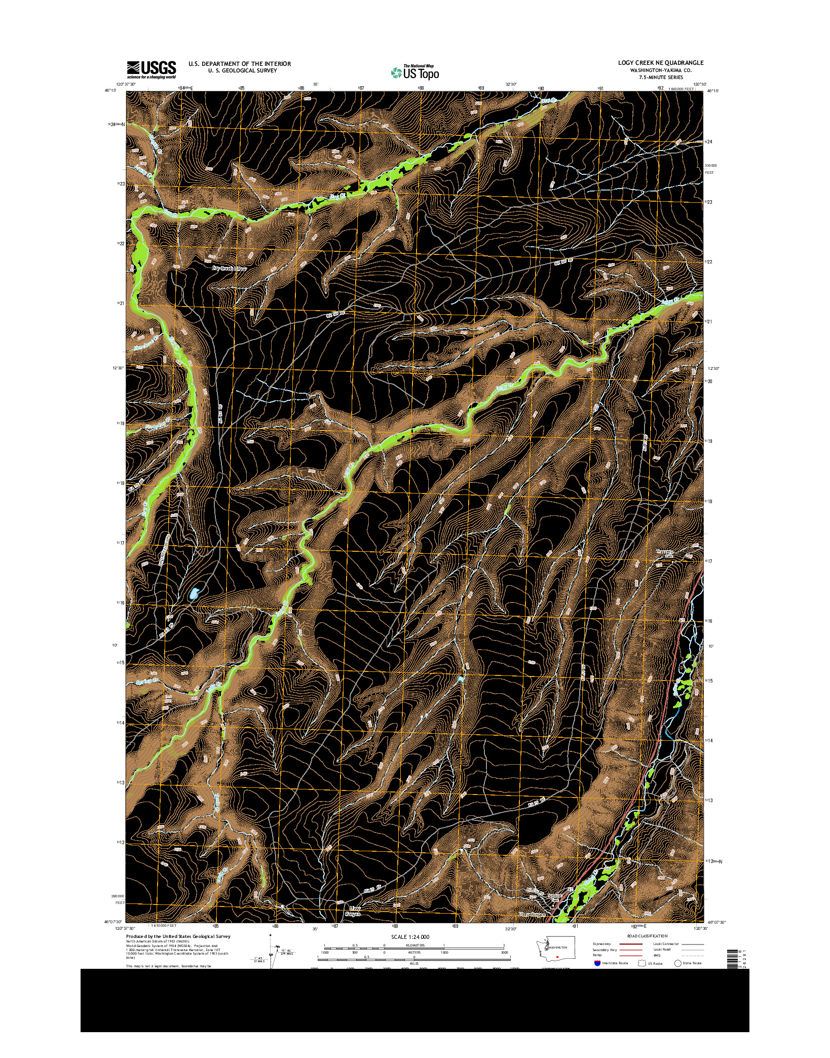 USGS US TOPO 7.5-MINUTE MAP FOR LOGY CREEK NE, WA 2013