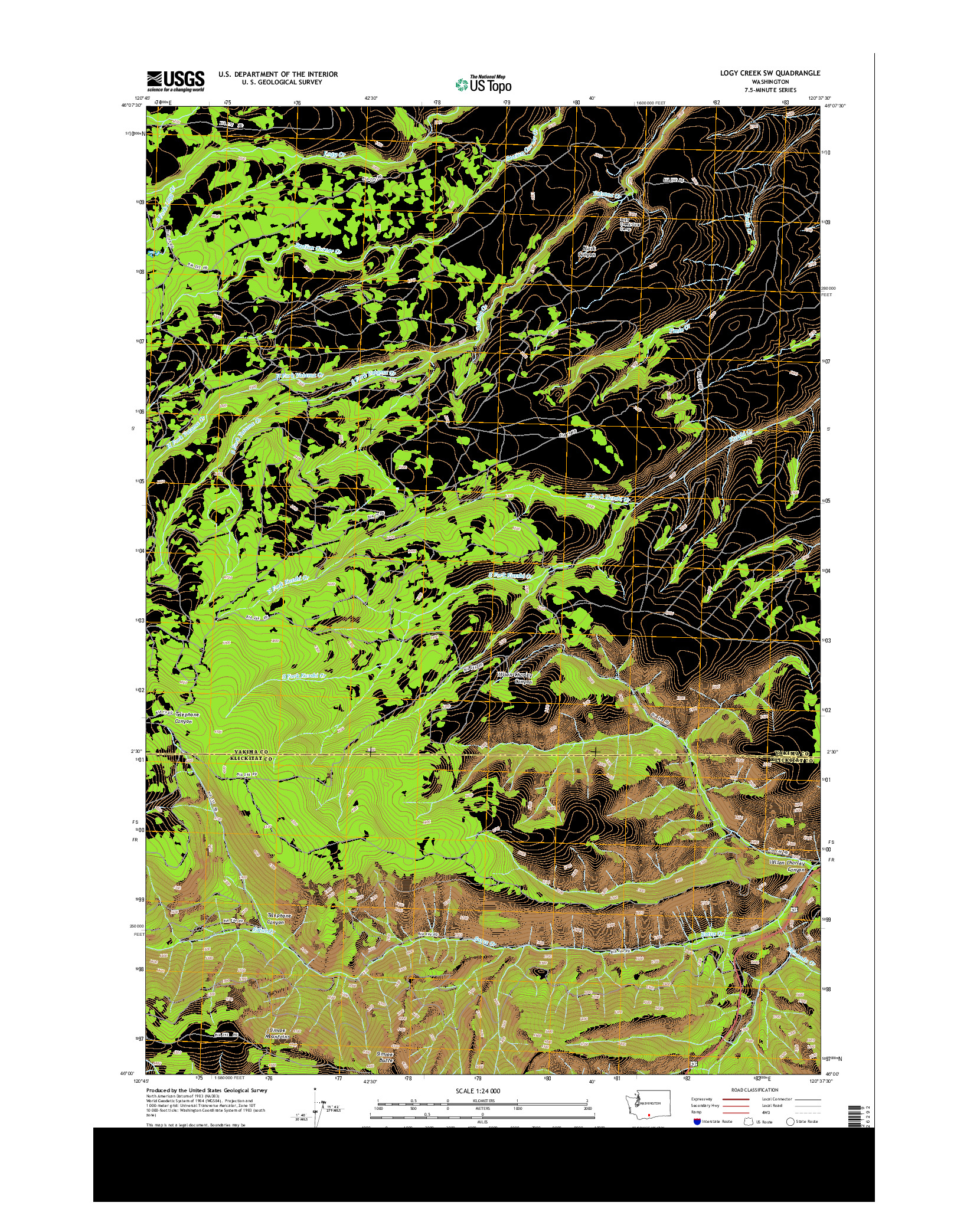 USGS US TOPO 7.5-MINUTE MAP FOR LOGY CREEK SW, WA 2013