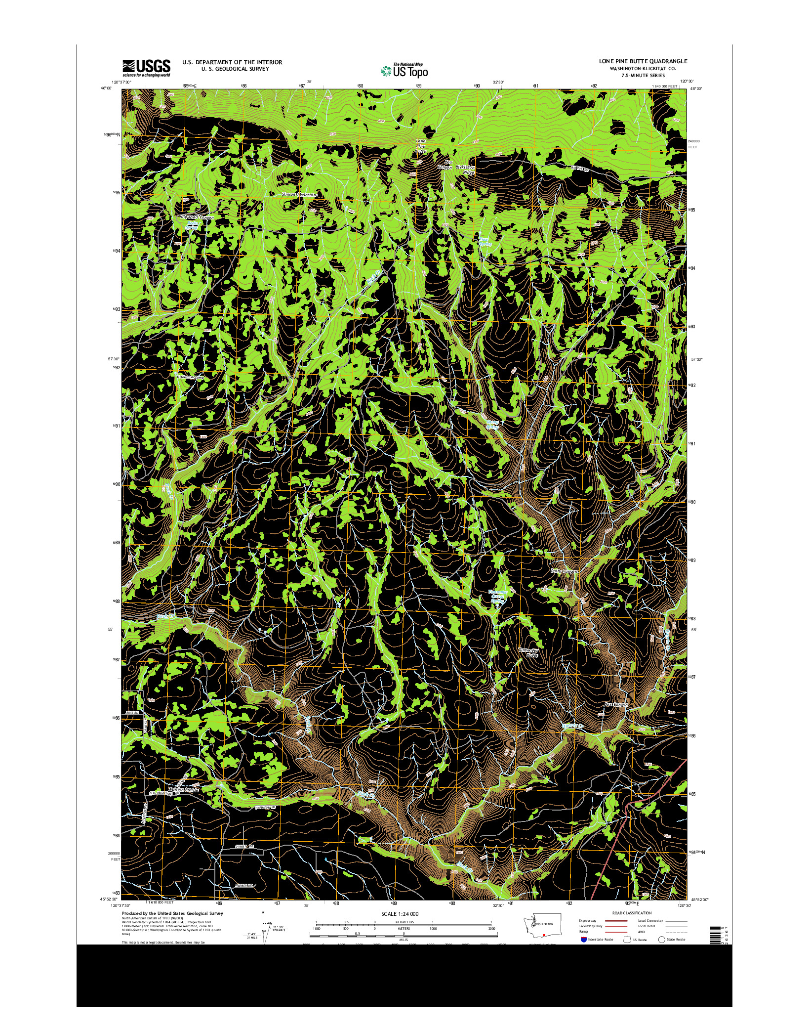 USGS US TOPO 7.5-MINUTE MAP FOR LONE PINE BUTTE, WA 2013