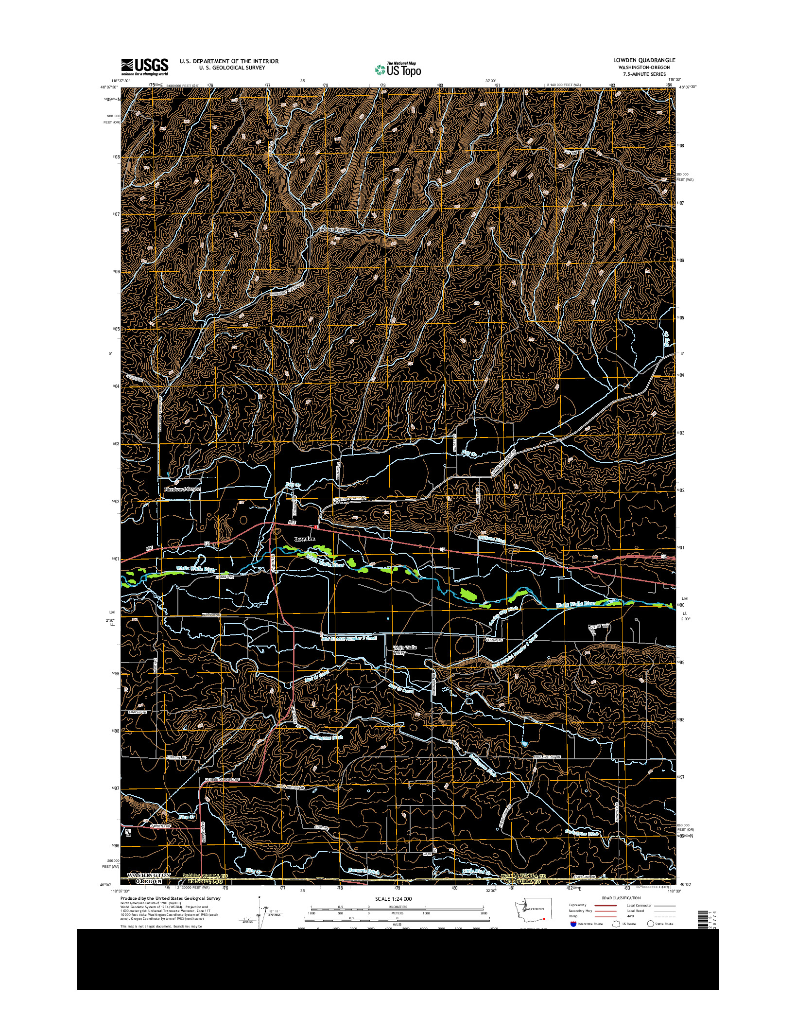 USGS US TOPO 7.5-MINUTE MAP FOR LOWDEN, WA-OR 2013