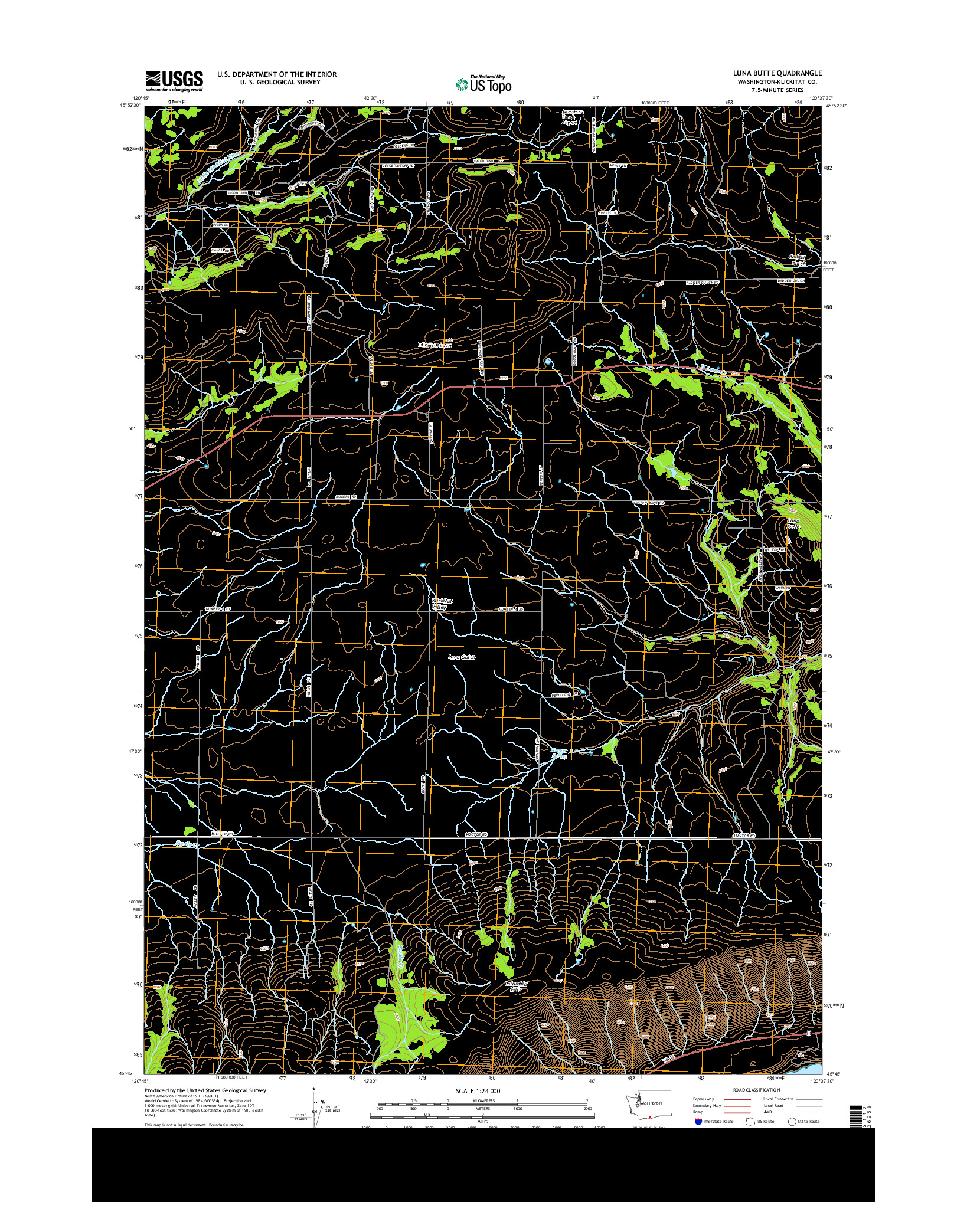USGS US TOPO 7.5-MINUTE MAP FOR LUNA BUTTE, WA 2013