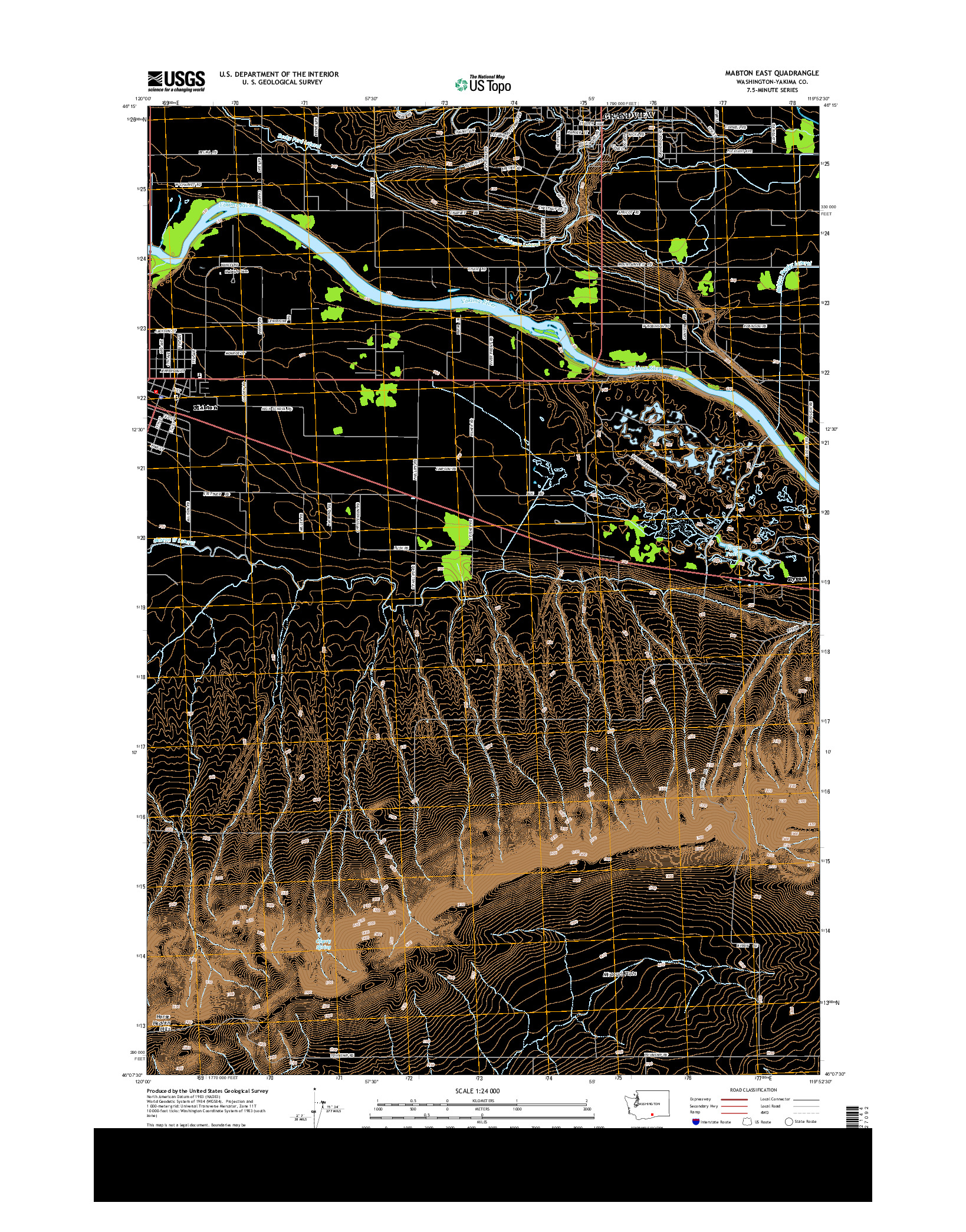 USGS US TOPO 7.5-MINUTE MAP FOR MABTON EAST, WA 2013