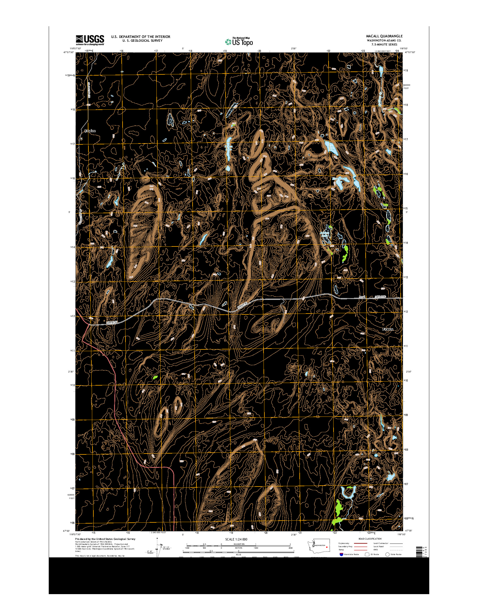 USGS US TOPO 7.5-MINUTE MAP FOR MACALL, WA 2013