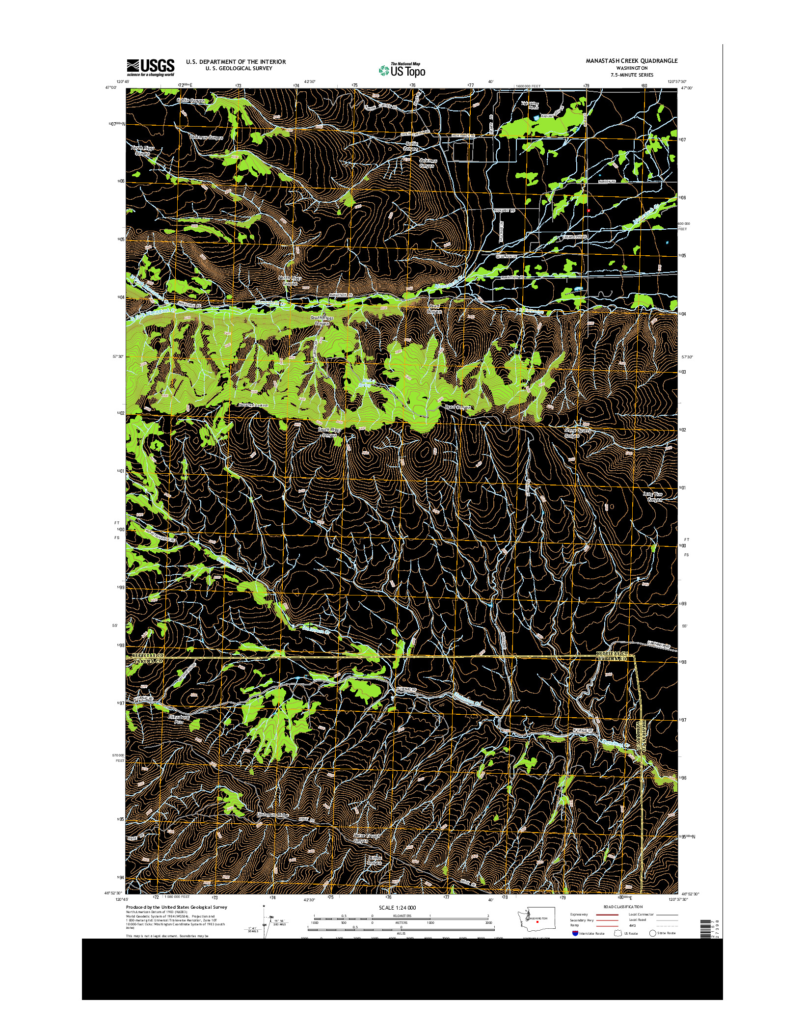 USGS US TOPO 7.5-MINUTE MAP FOR MANASTASH CREEK, WA 2013
