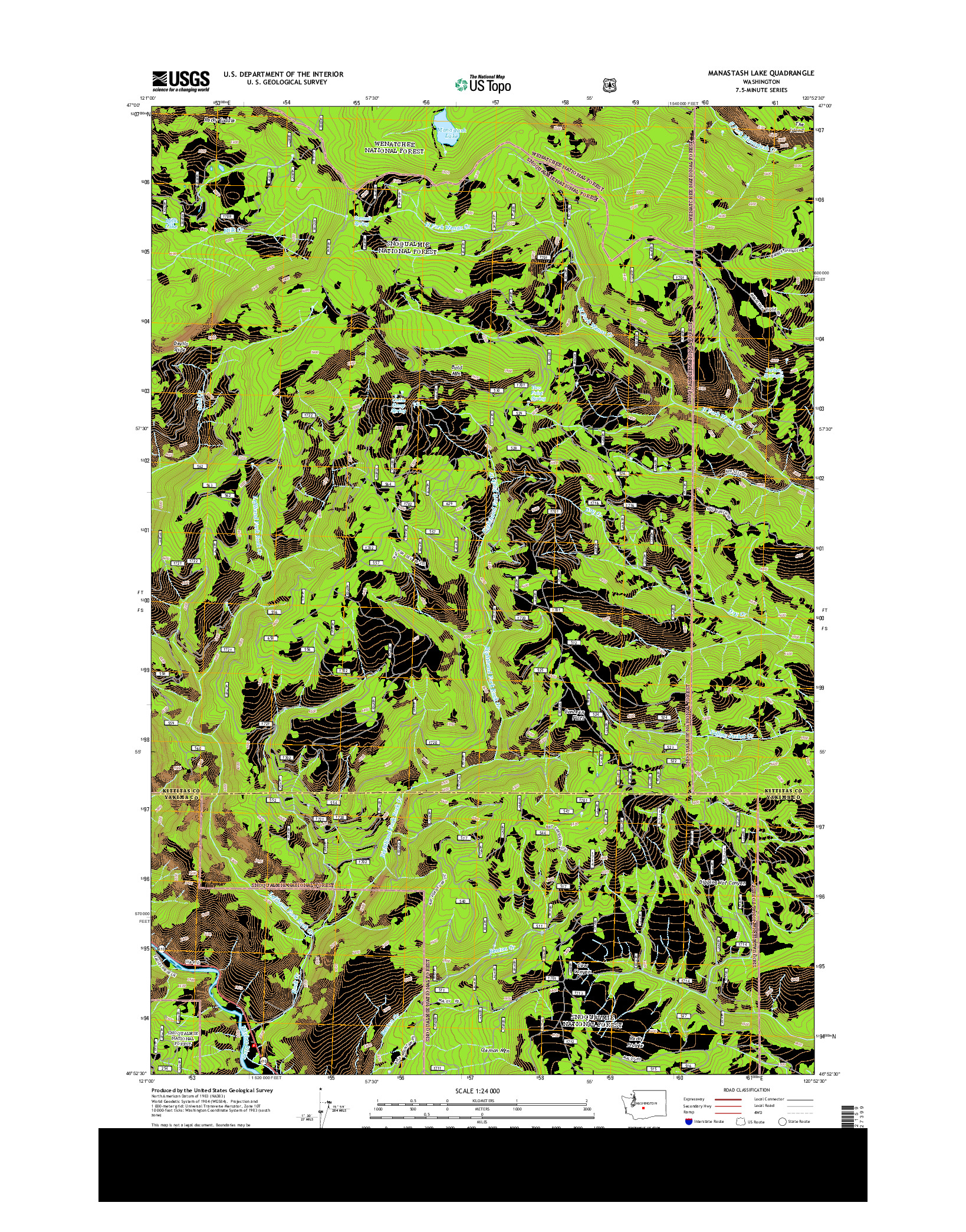 USGS US TOPO 7.5-MINUTE MAP FOR MANASTASH LAKE, WA 2013