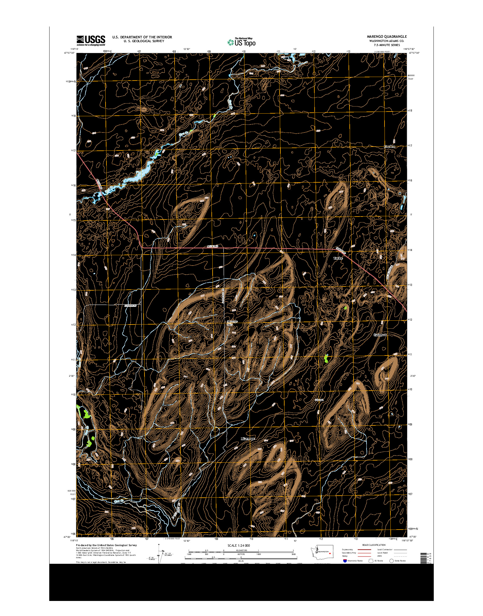 USGS US TOPO 7.5-MINUTE MAP FOR MARENGO, WA 2013