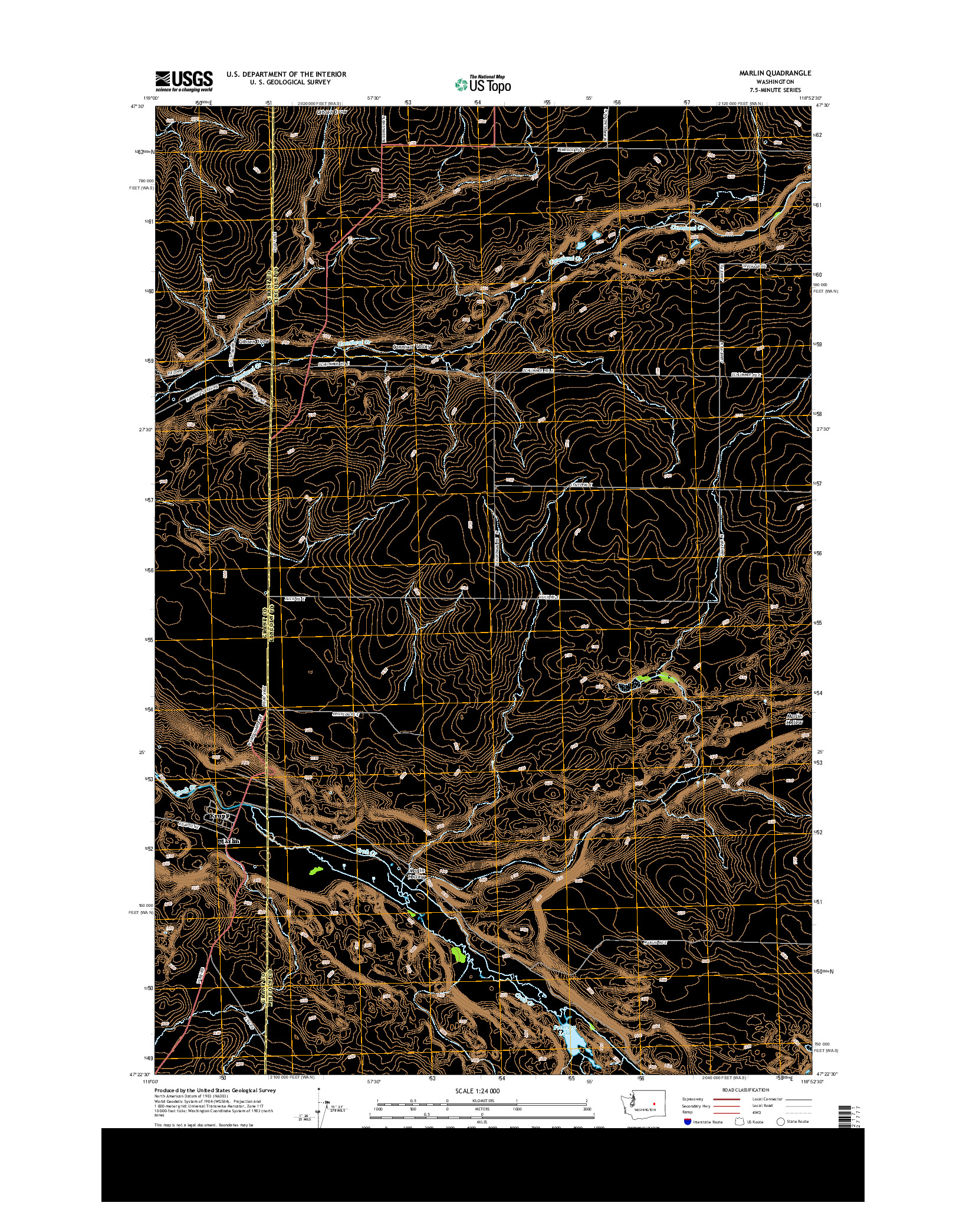 USGS US TOPO 7.5-MINUTE MAP FOR MARLIN, WA 2013