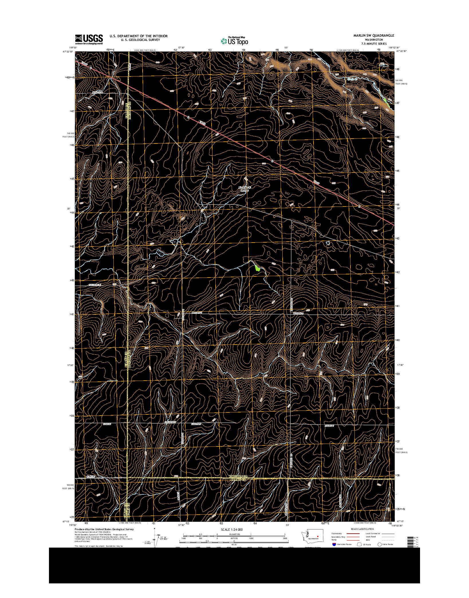 USGS US TOPO 7.5-MINUTE MAP FOR MARLIN SW, WA 2013