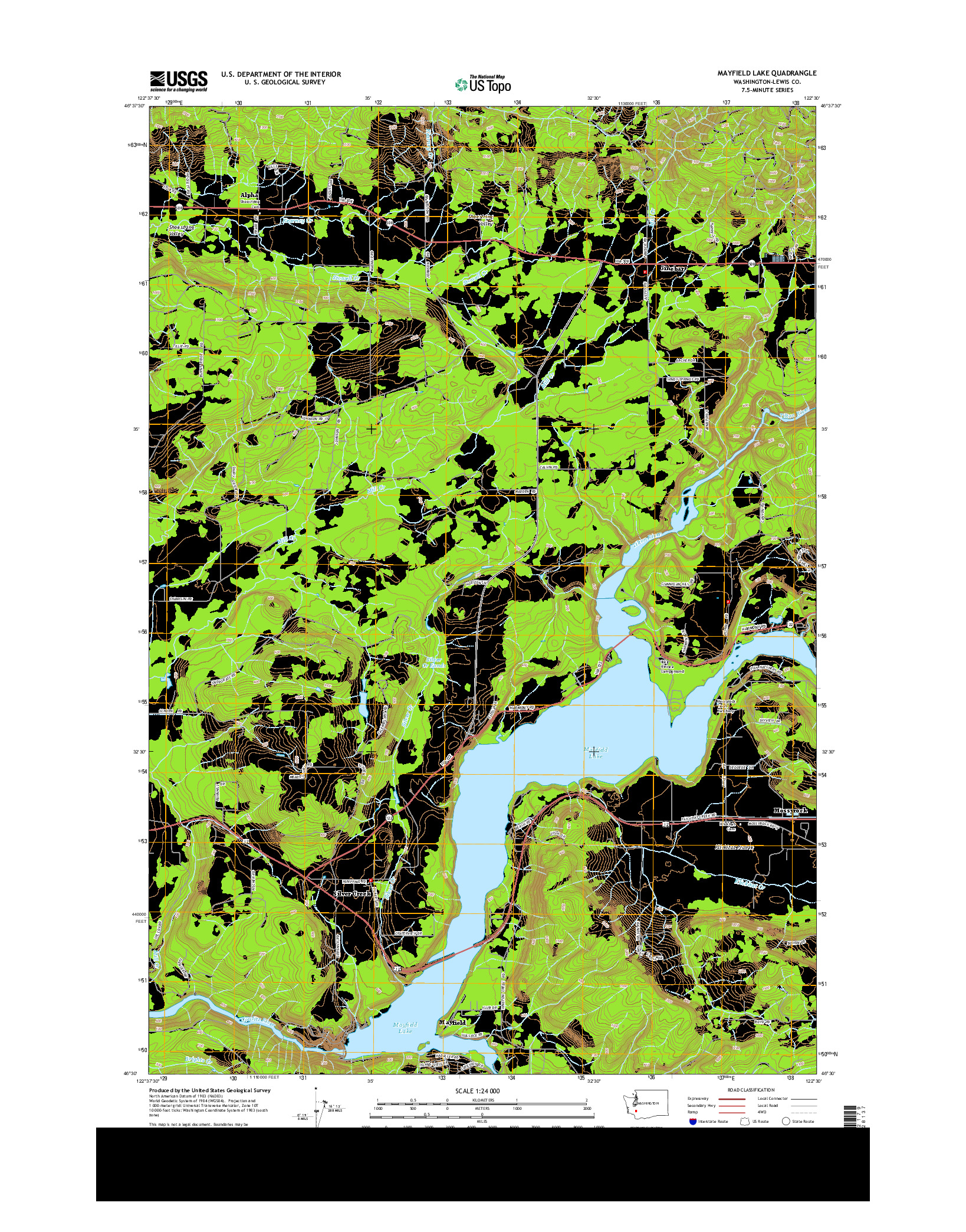 USGS US TOPO 7.5-MINUTE MAP FOR MAYFIELD LAKE, WA 2013