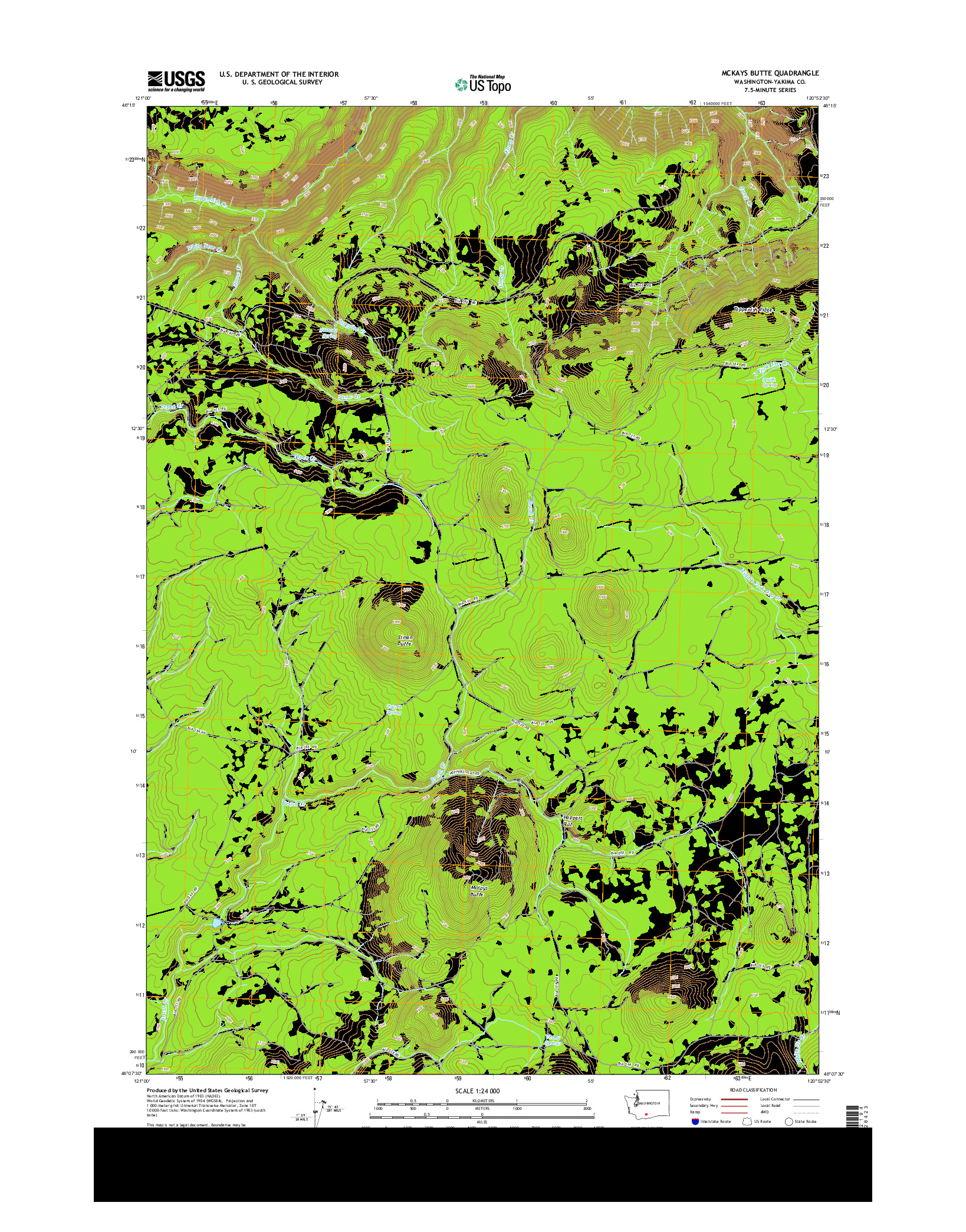 USGS US TOPO 7.5-MINUTE MAP FOR MCKAYS BUTTE, WA 2013