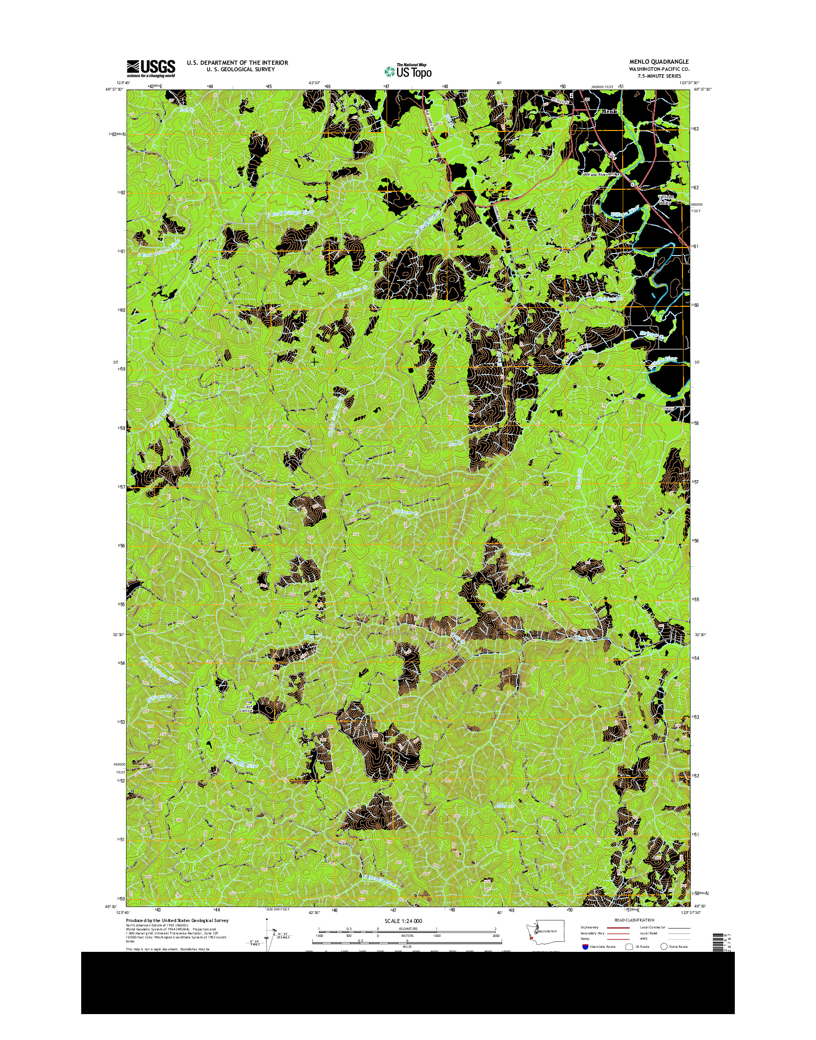 USGS US TOPO 7.5-MINUTE MAP FOR MENLO, WA 2013