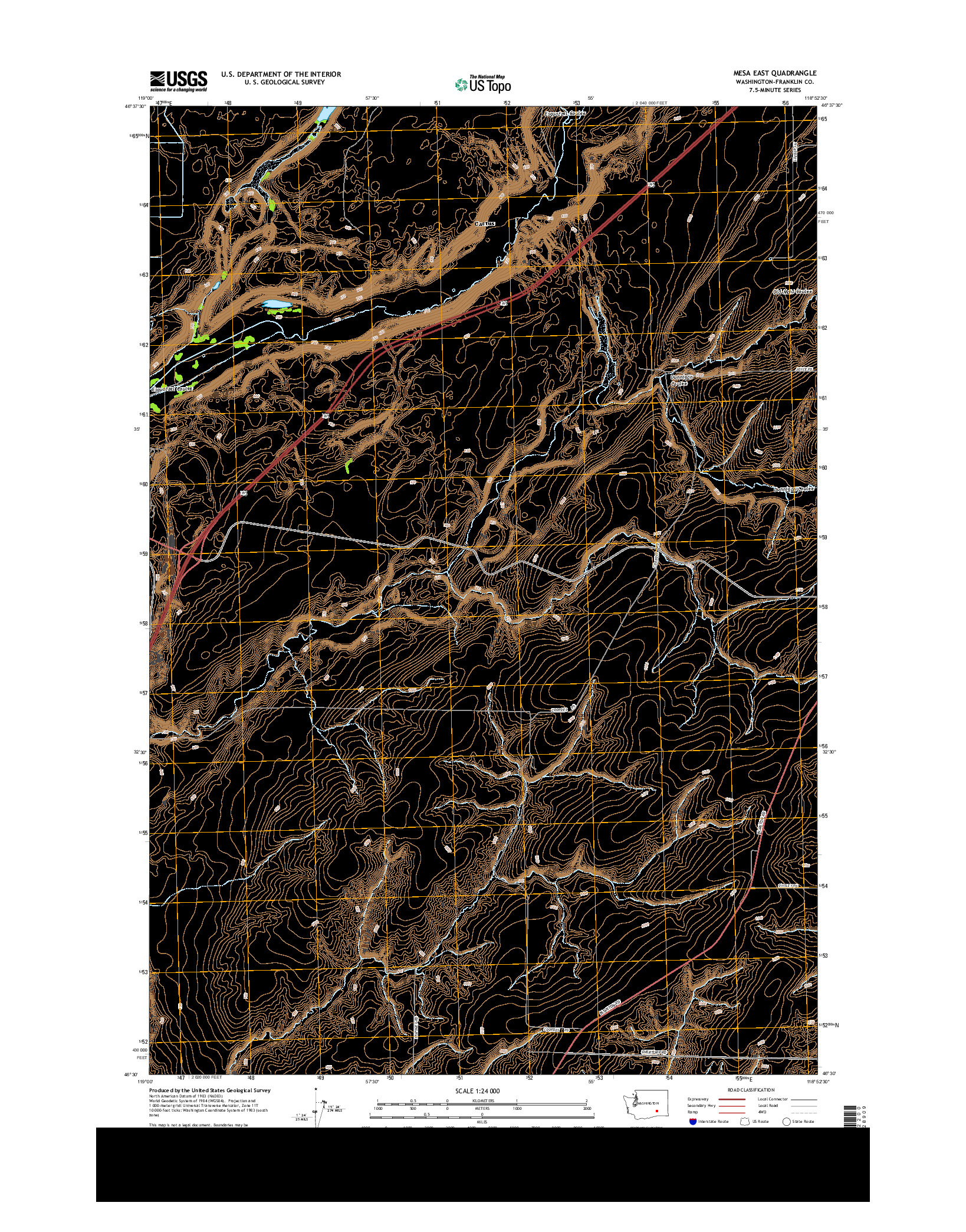 USGS US TOPO 7.5-MINUTE MAP FOR MESA EAST, WA 2013
