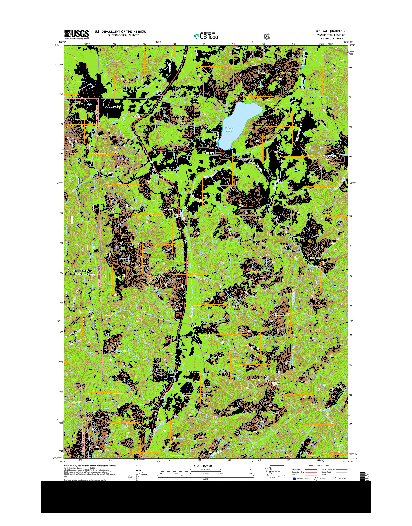 USGS US TOPO 7.5-MINUTE MAP FOR MINERAL, WA 2013