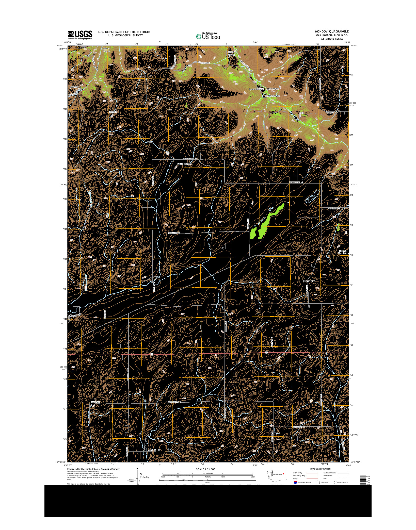 USGS US TOPO 7.5-MINUTE MAP FOR MONDOVI, WA 2013