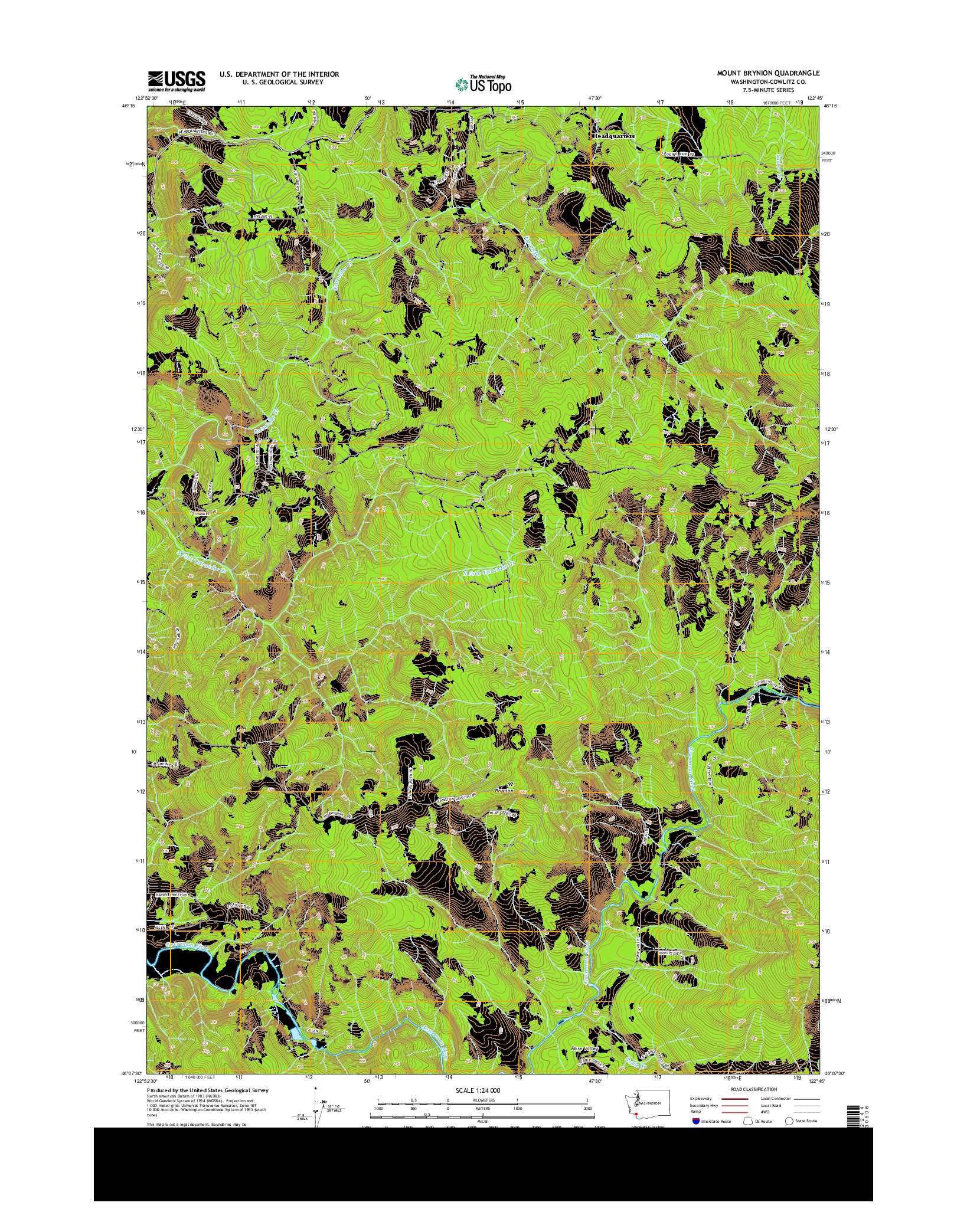 USGS US TOPO 7.5-MINUTE MAP FOR MOUNT BRYNION, WA 2013