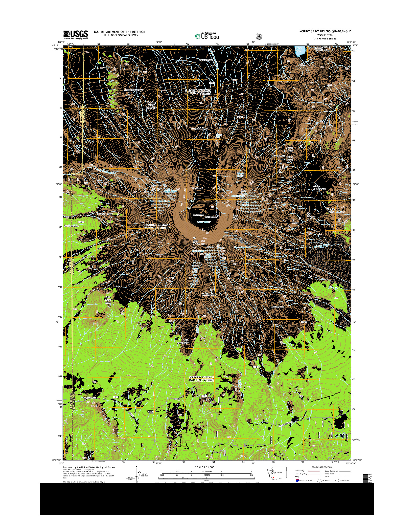 USGS US TOPO 7.5-MINUTE MAP FOR MOUNT SAINT HELENS, WA 2013