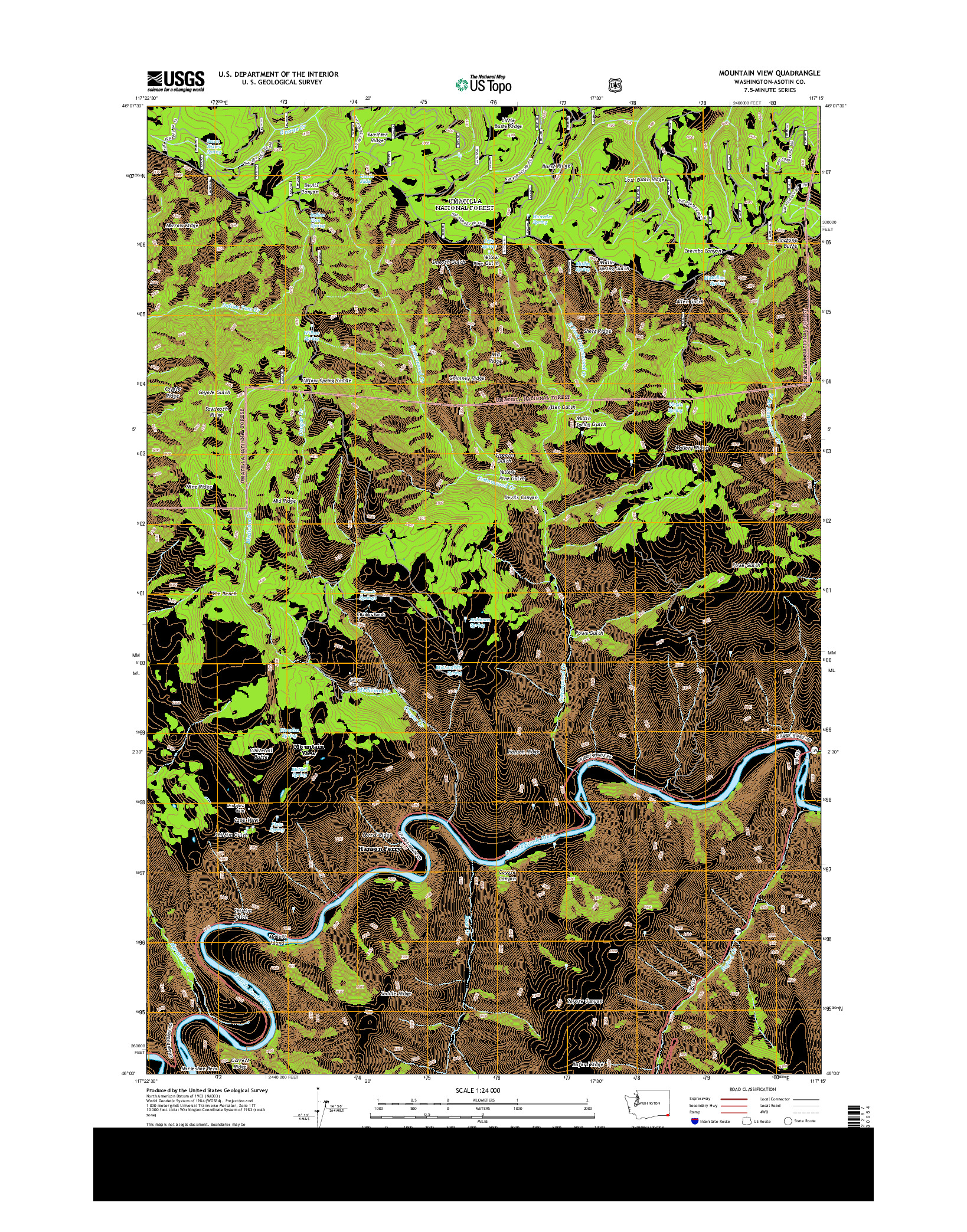 USGS US TOPO 7.5-MINUTE MAP FOR MOUNTAIN VIEW, WA 2013