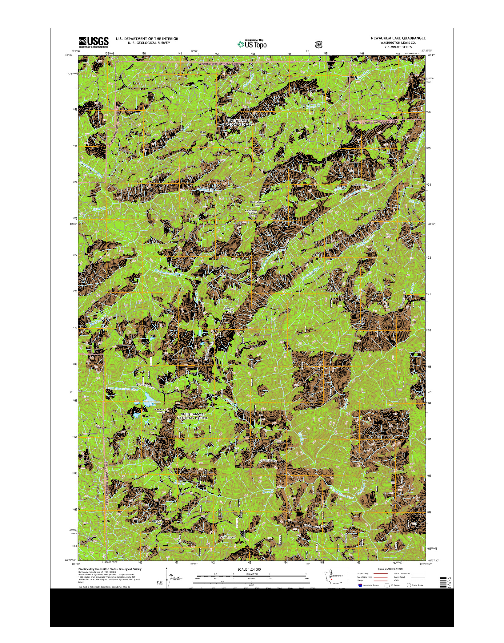 USGS US TOPO 7.5-MINUTE MAP FOR NEWAUKUM LAKE, WA 2013