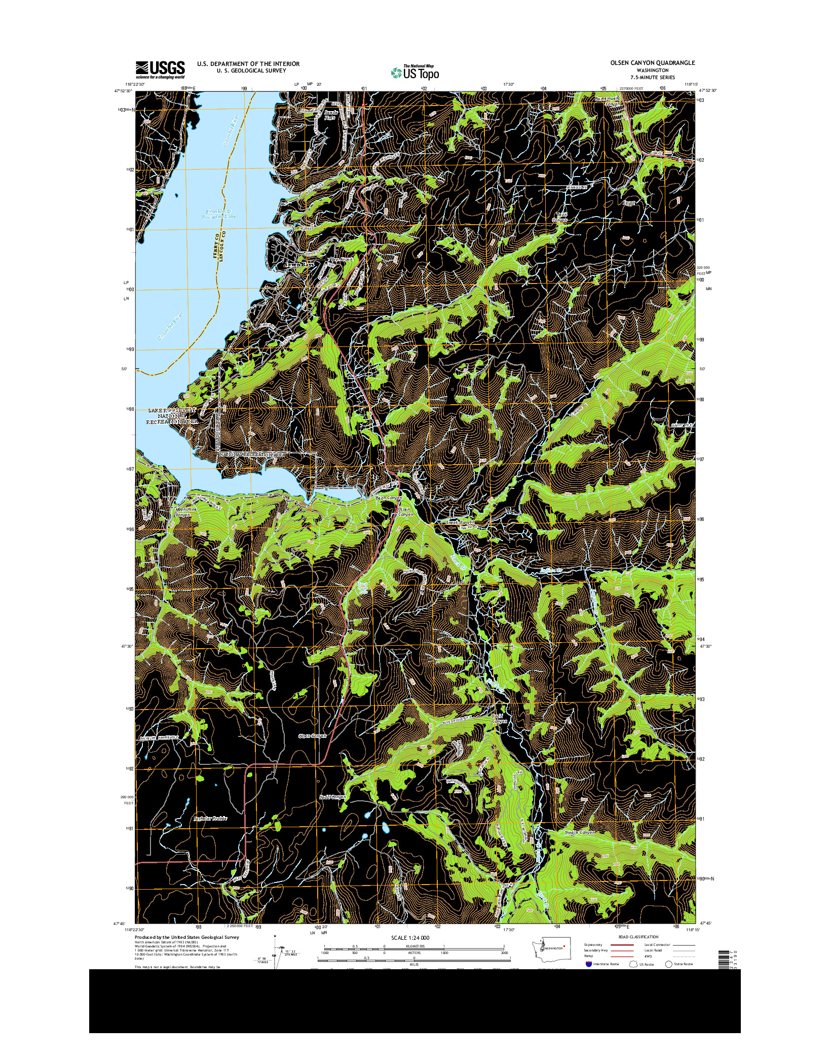 USGS US TOPO 7.5-MINUTE MAP FOR OLSEN CANYON, WA 2013