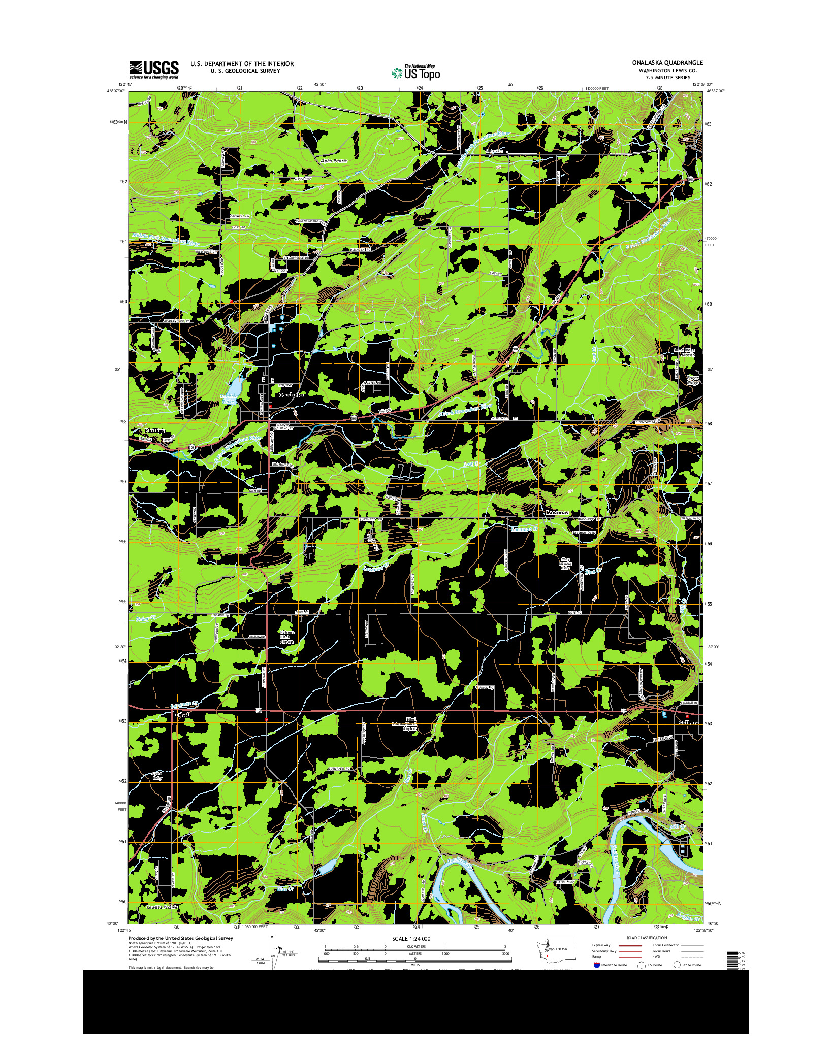 USGS US TOPO 7.5-MINUTE MAP FOR ONALASKA, WA 2013