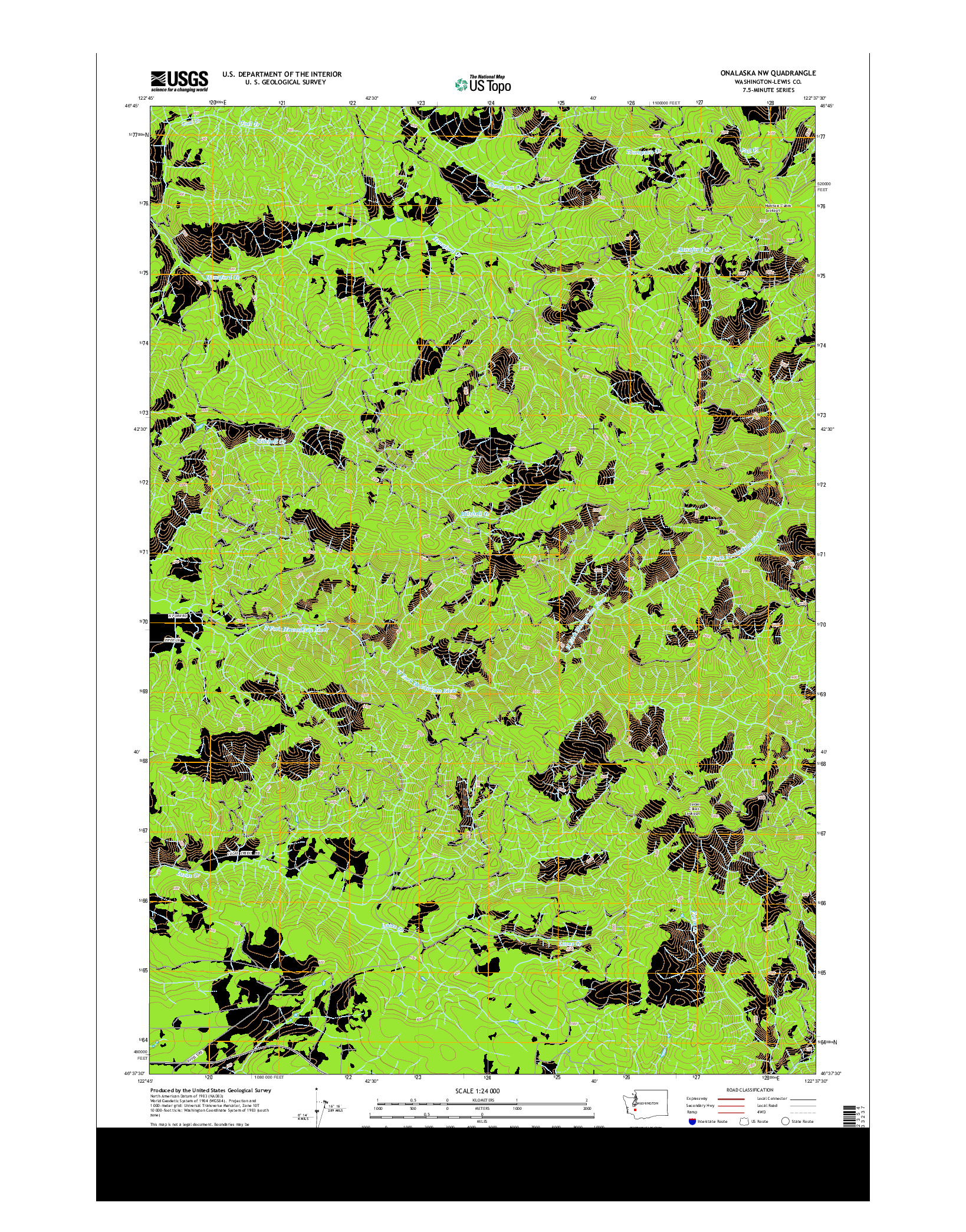 USGS US TOPO 7.5-MINUTE MAP FOR ONALASKA NW, WA 2013