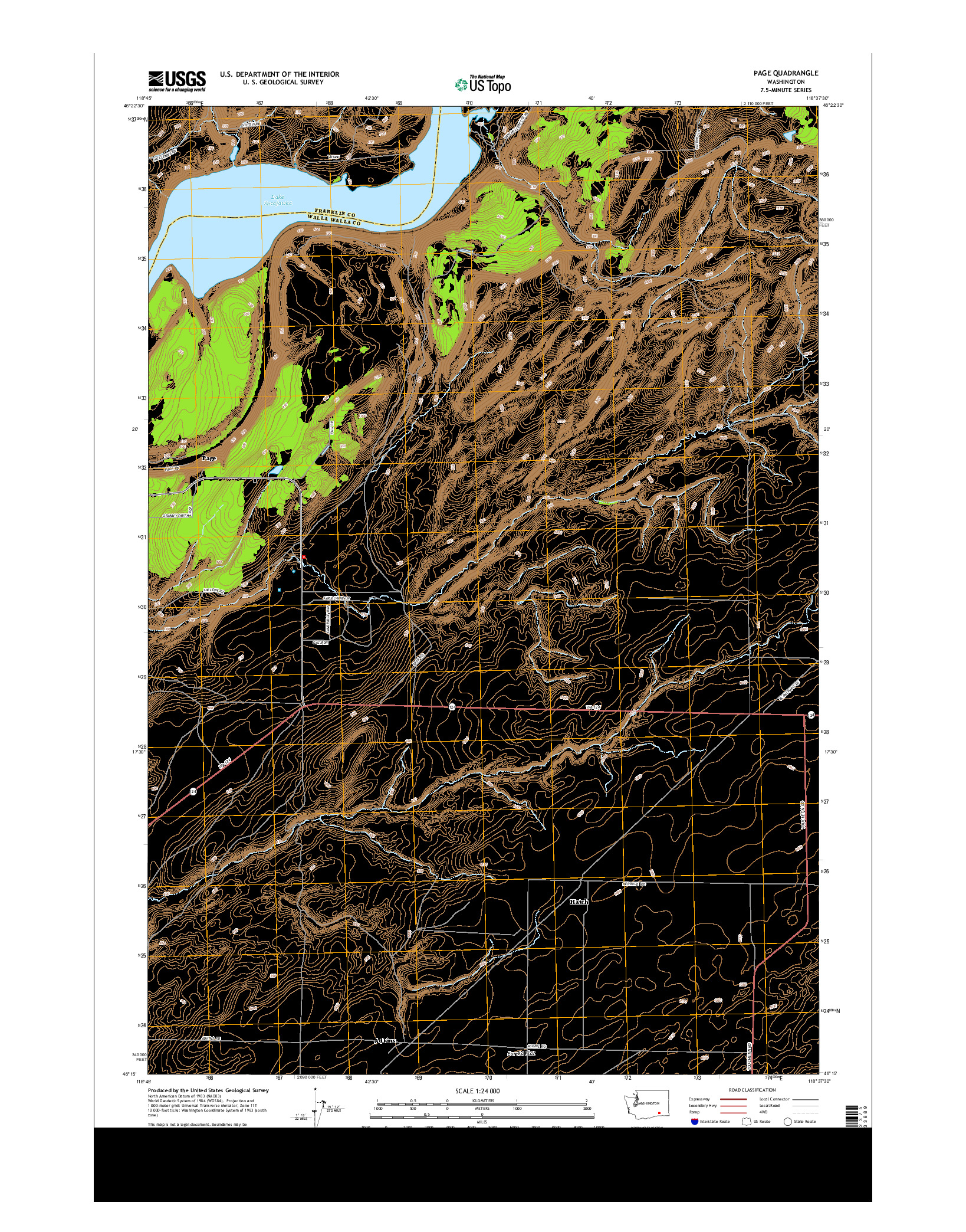 USGS US TOPO 7.5-MINUTE MAP FOR PAGE, WA 2013