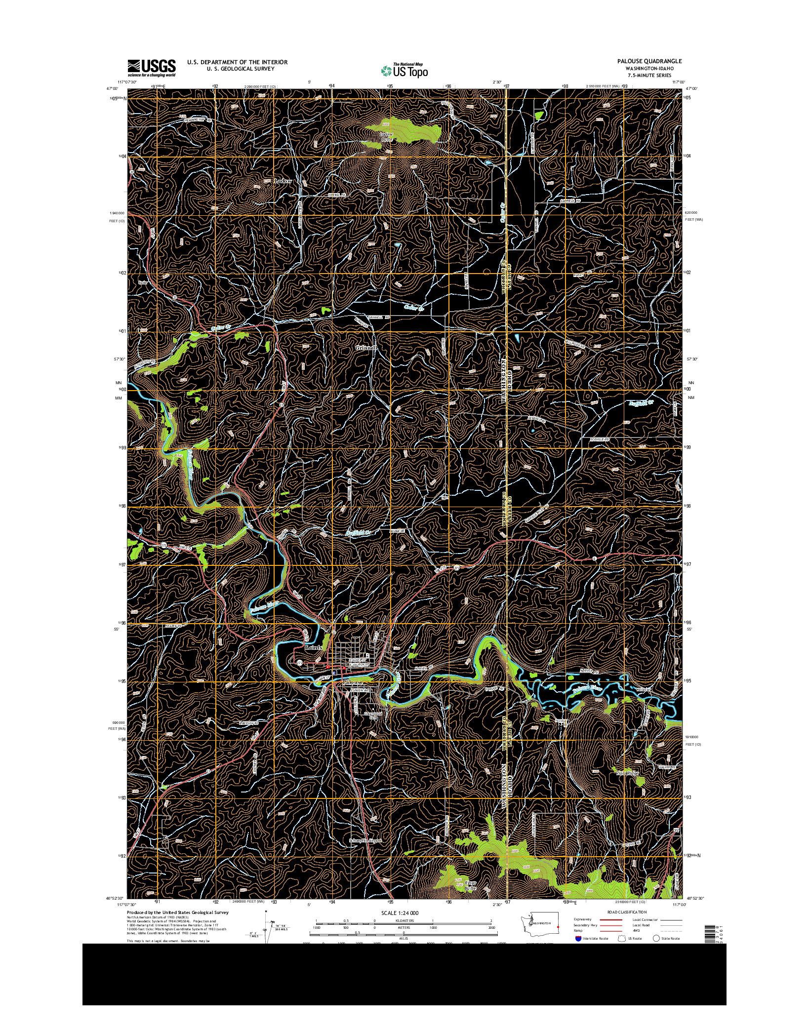 USGS US TOPO 7.5-MINUTE MAP FOR PALOUSE, WA-ID 2013