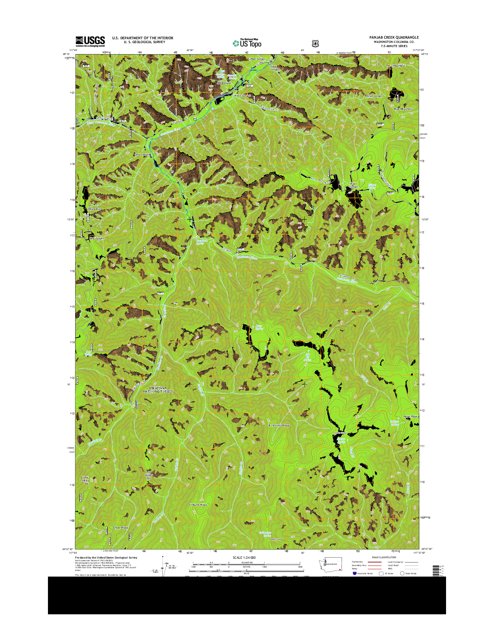 USGS US TOPO 7.5-MINUTE MAP FOR PANJAB CREEK, WA 2013