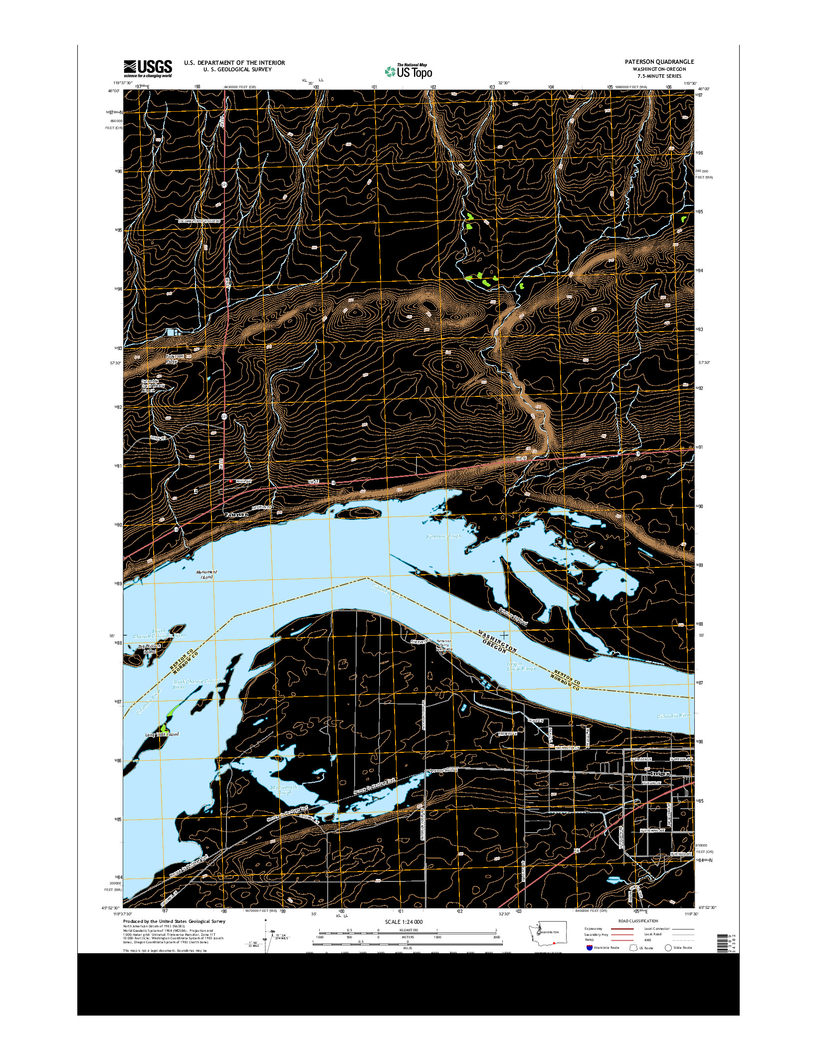 USGS US TOPO 7.5-MINUTE MAP FOR PATERSON, WA-OR 2013