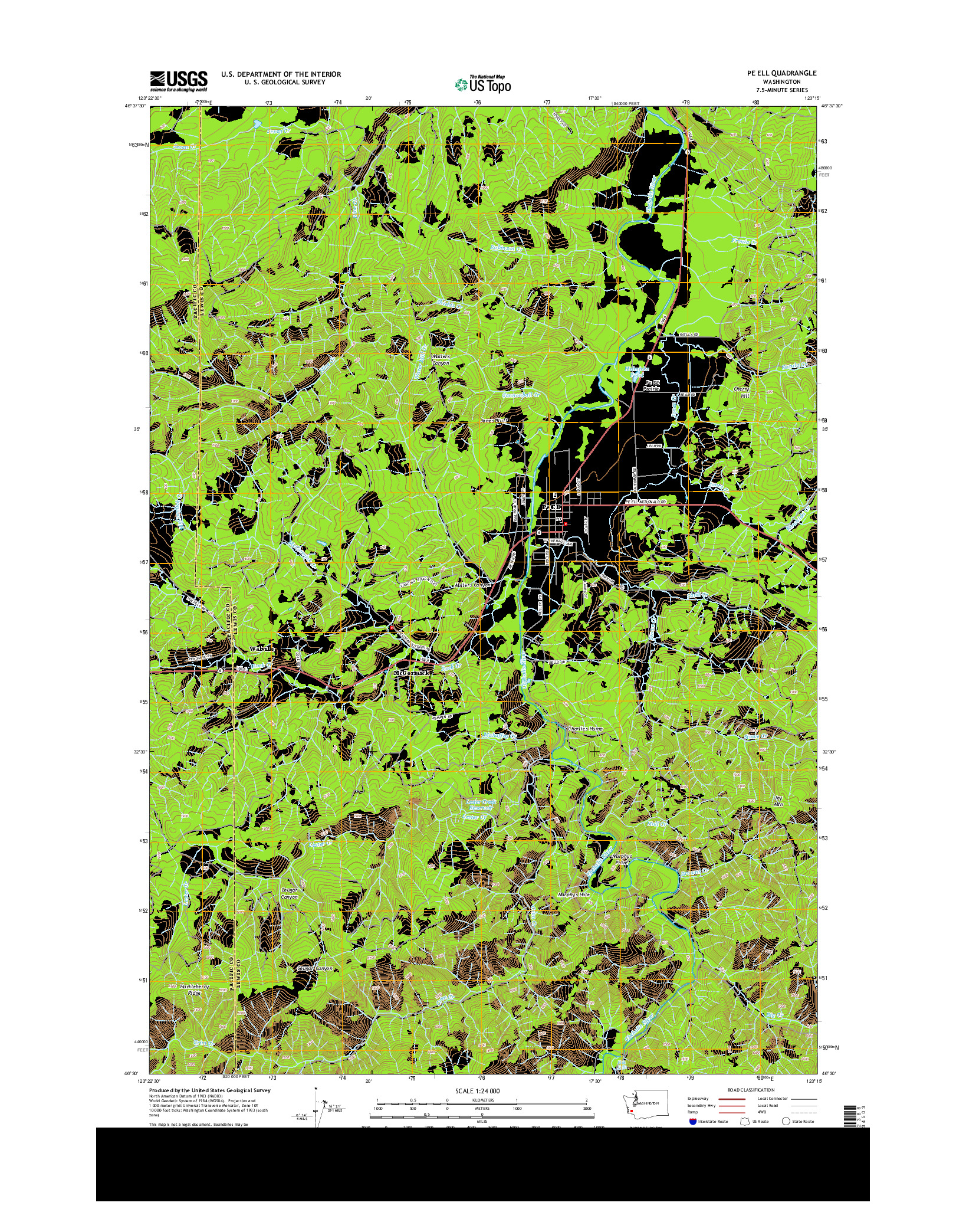 USGS US TOPO 7.5-MINUTE MAP FOR PE ELL, WA 2013