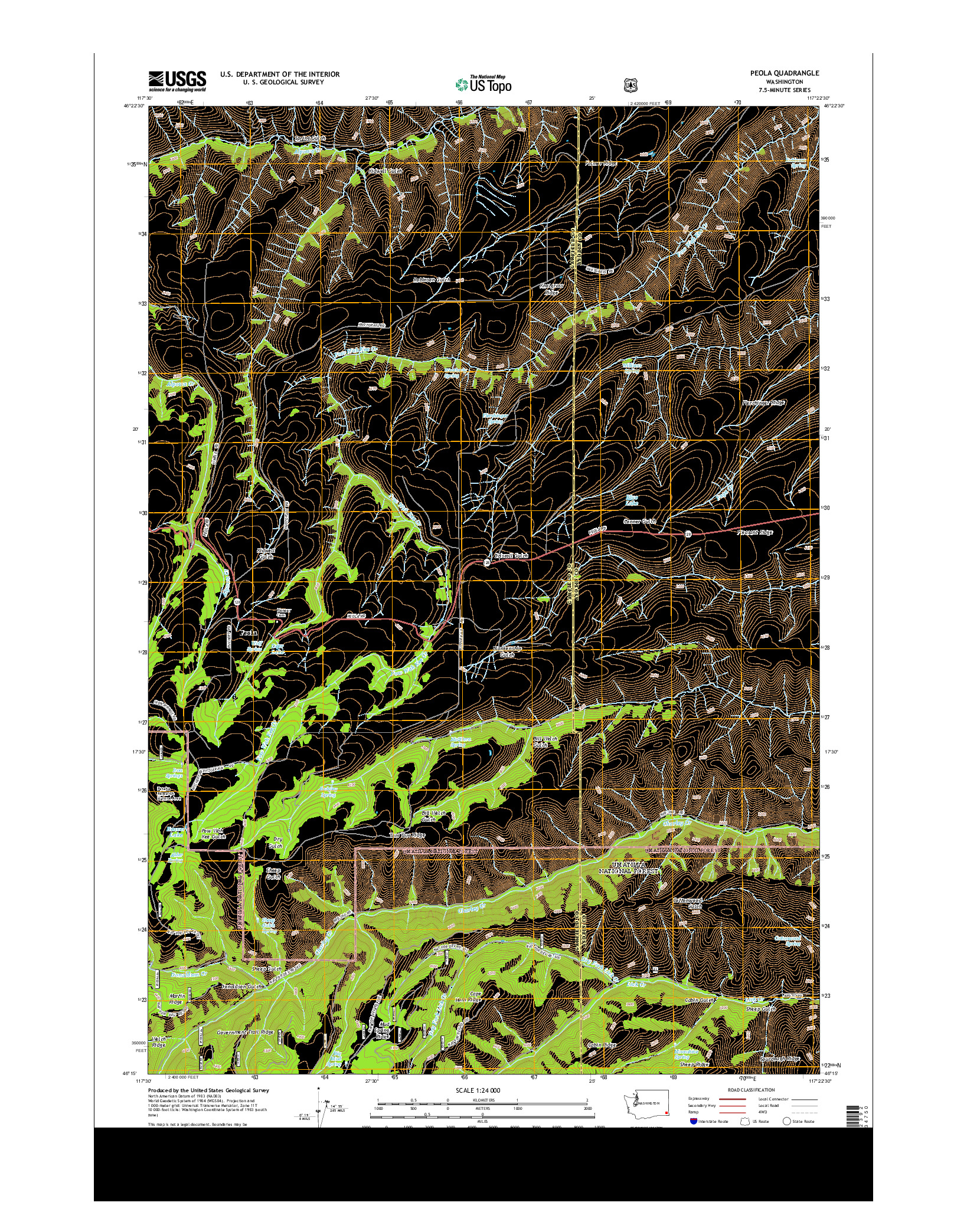 USGS US TOPO 7.5-MINUTE MAP FOR PEOLA, WA 2013