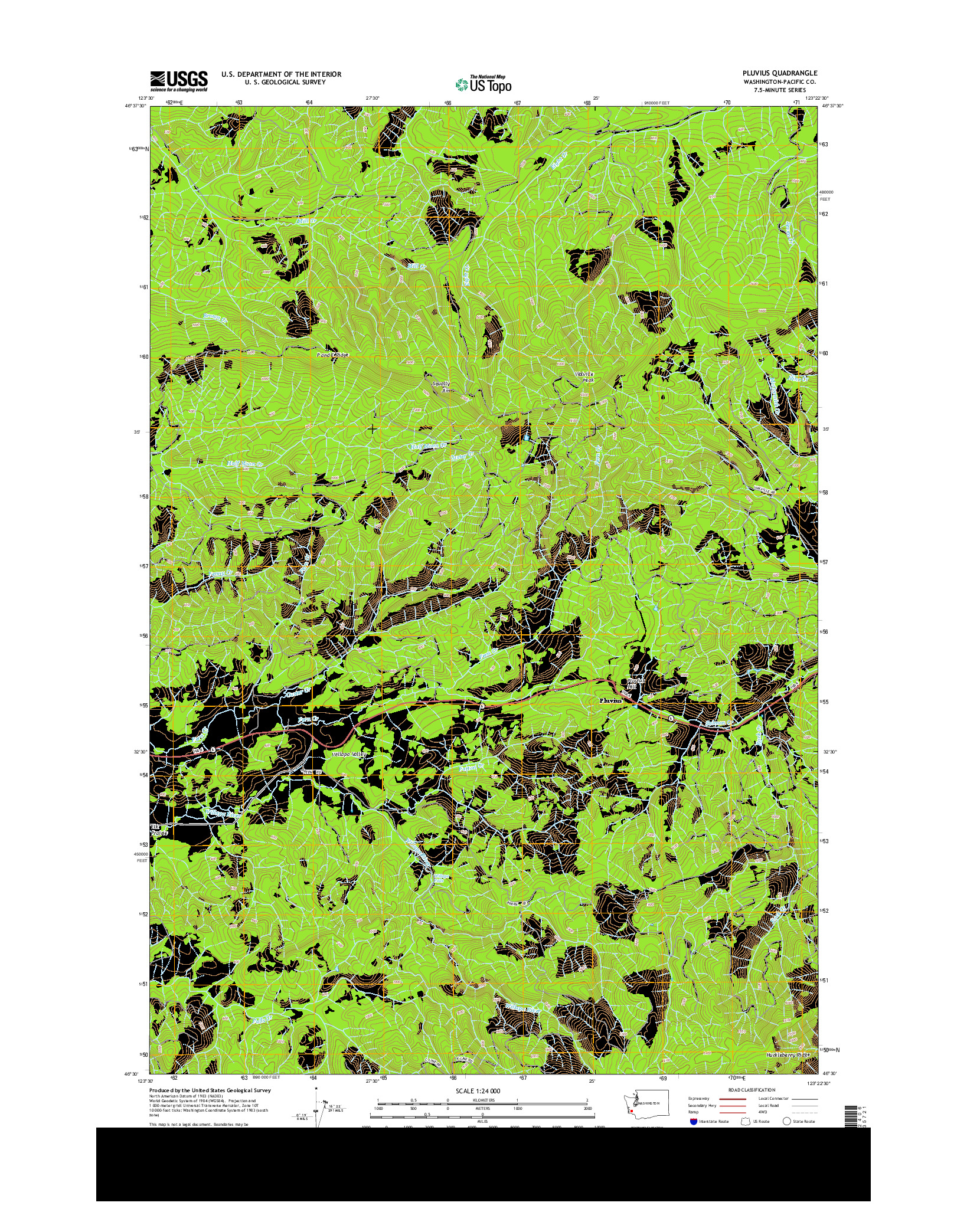 USGS US TOPO 7.5-MINUTE MAP FOR PLUVIUS, WA 2013