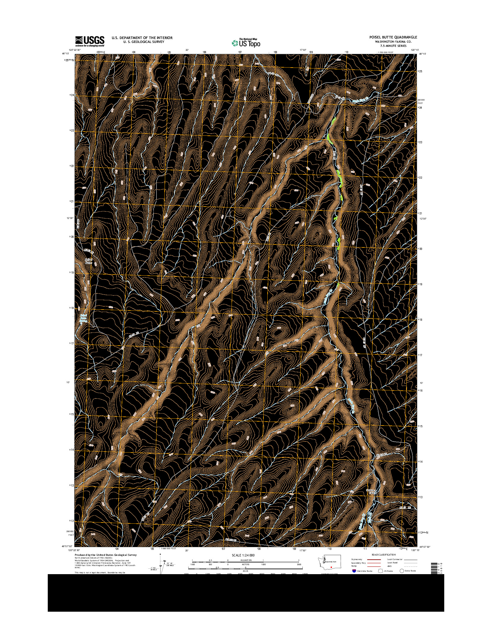 USGS US TOPO 7.5-MINUTE MAP FOR POISEL BUTTE, WA 2013