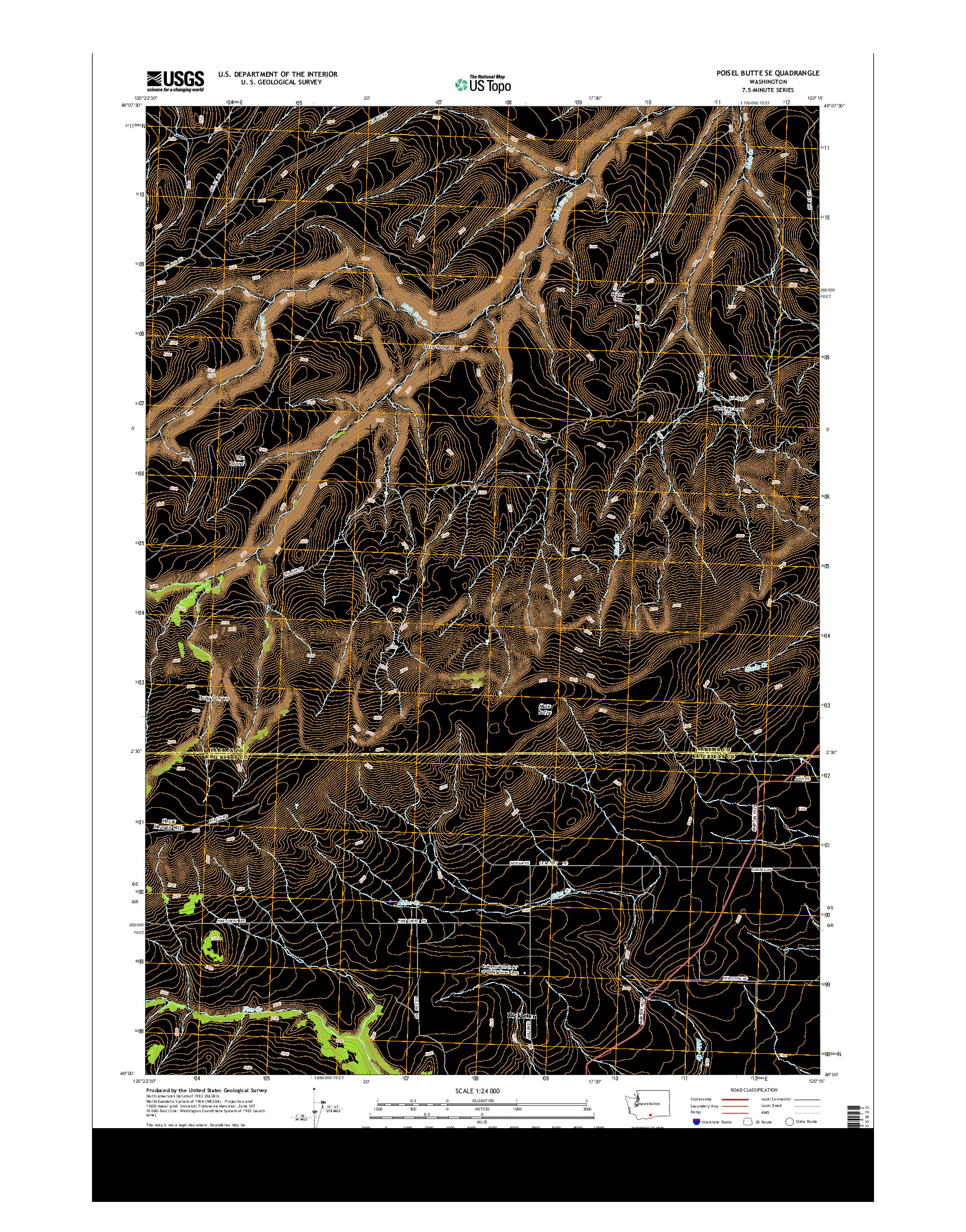 USGS US TOPO 7.5-MINUTE MAP FOR POISEL BUTTE SE, WA 2013