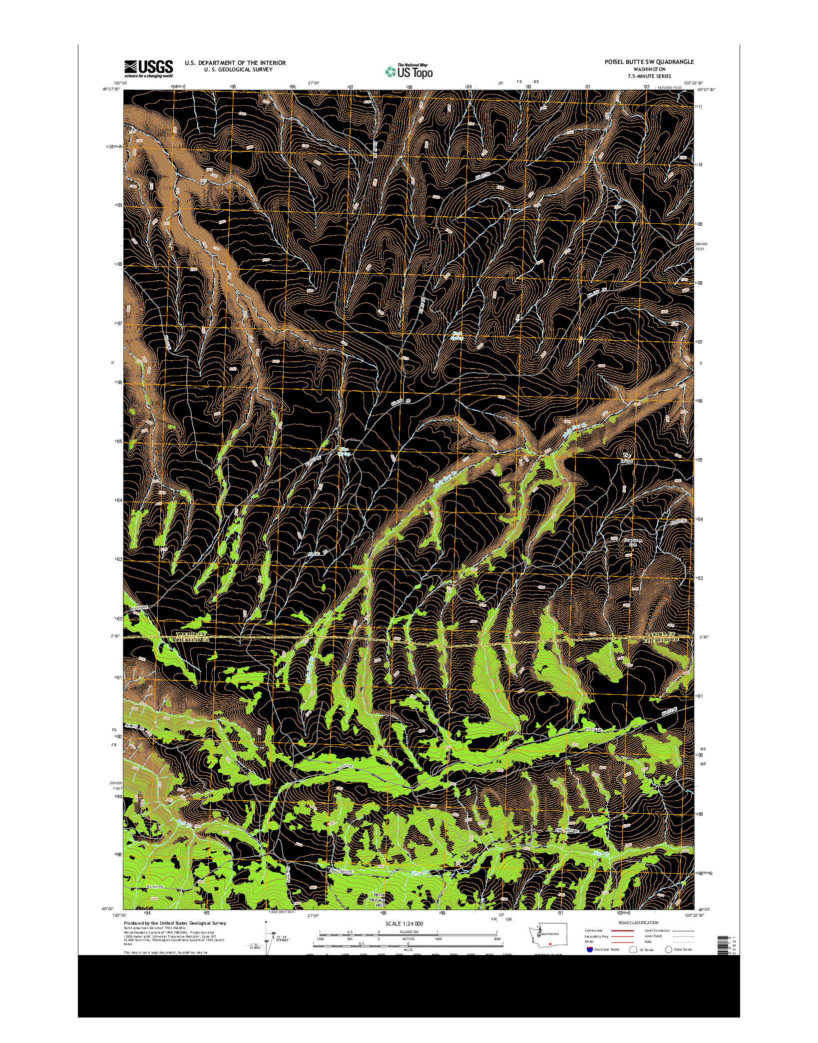 USGS US TOPO 7.5-MINUTE MAP FOR POISEL BUTTE SW, WA 2013