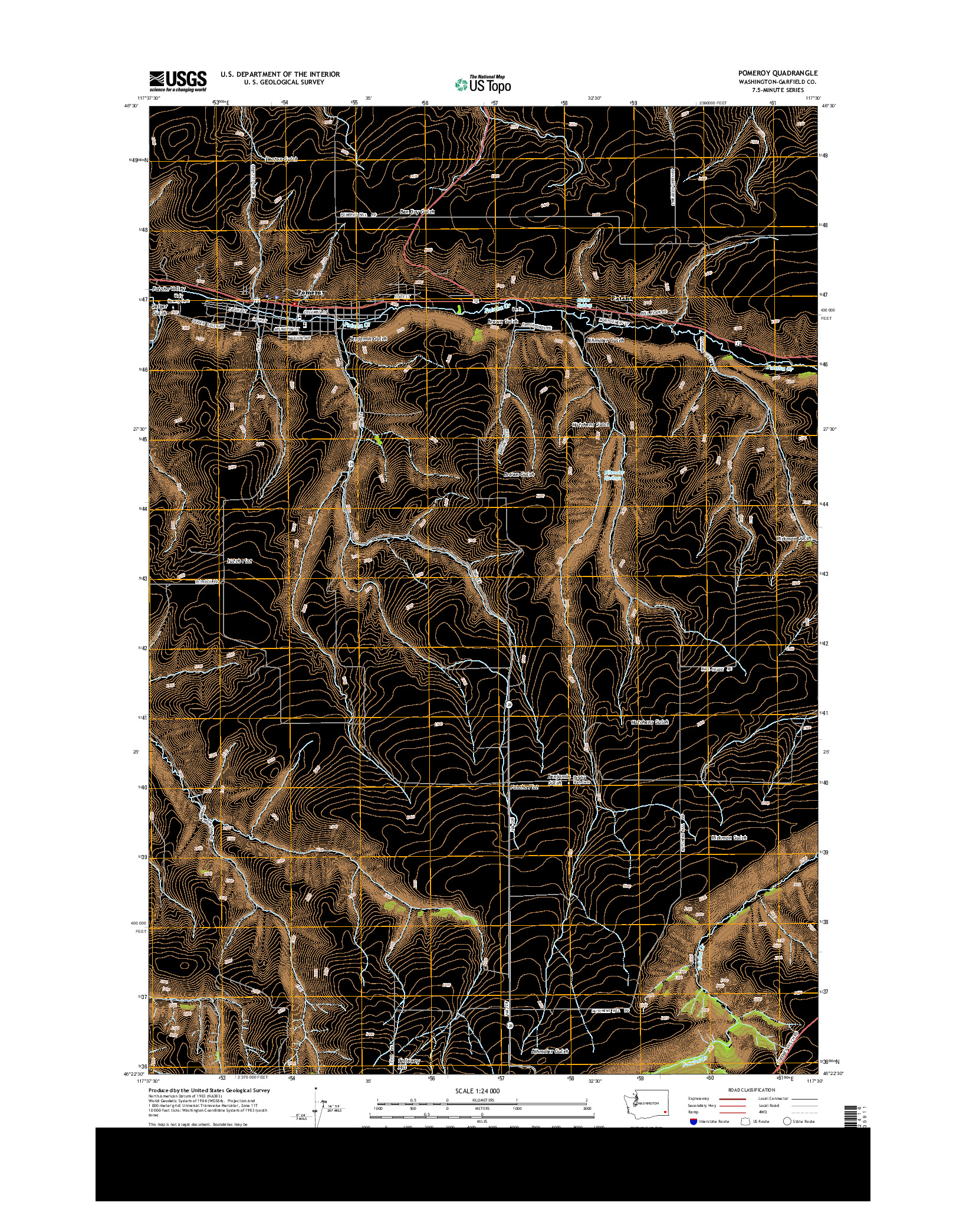 USGS US TOPO 7.5-MINUTE MAP FOR POMEROY, WA 2013