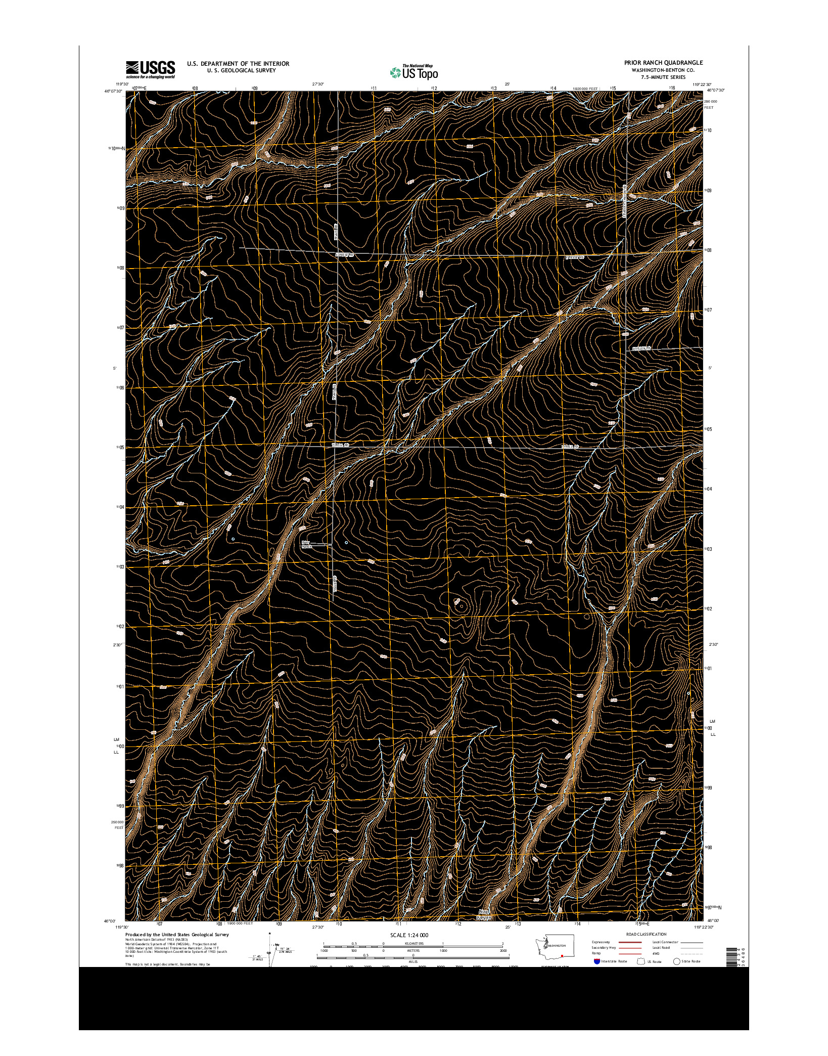 USGS US TOPO 7.5-MINUTE MAP FOR PRIOR RANCH, WA 2013