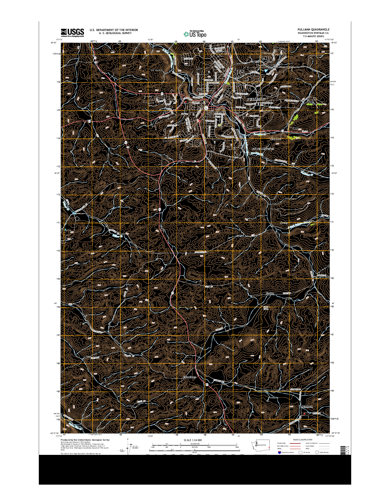 USGS US TOPO 7.5-MINUTE MAP FOR PULLMAN, WA 2013